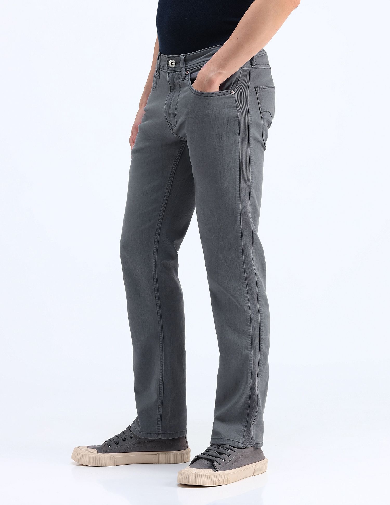 Flying Machine F-Jango Relaxed Straight Fit Grey Jeans