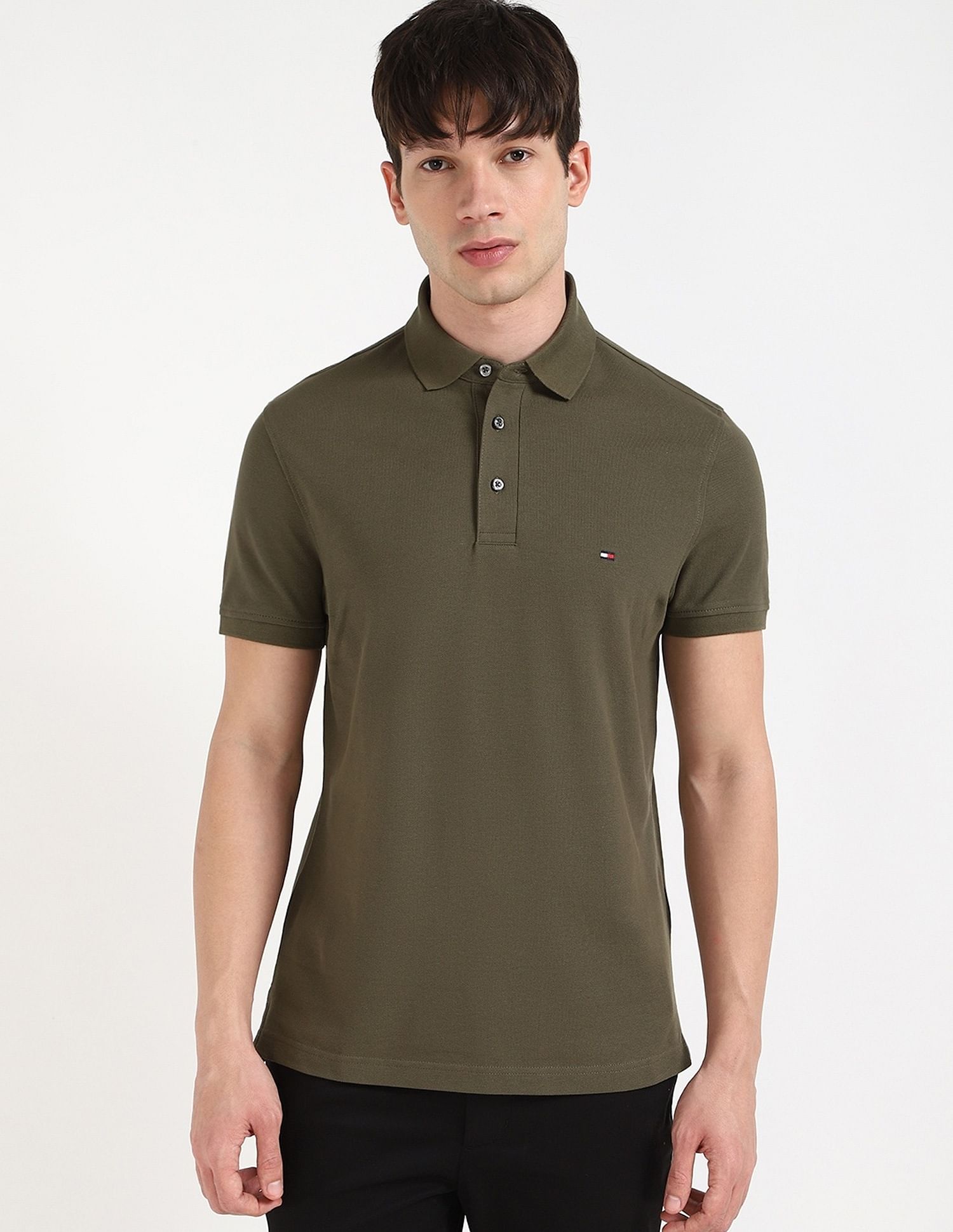 Tommy Hilfiger Solid Slim-Fit Cotton Polo Shirt