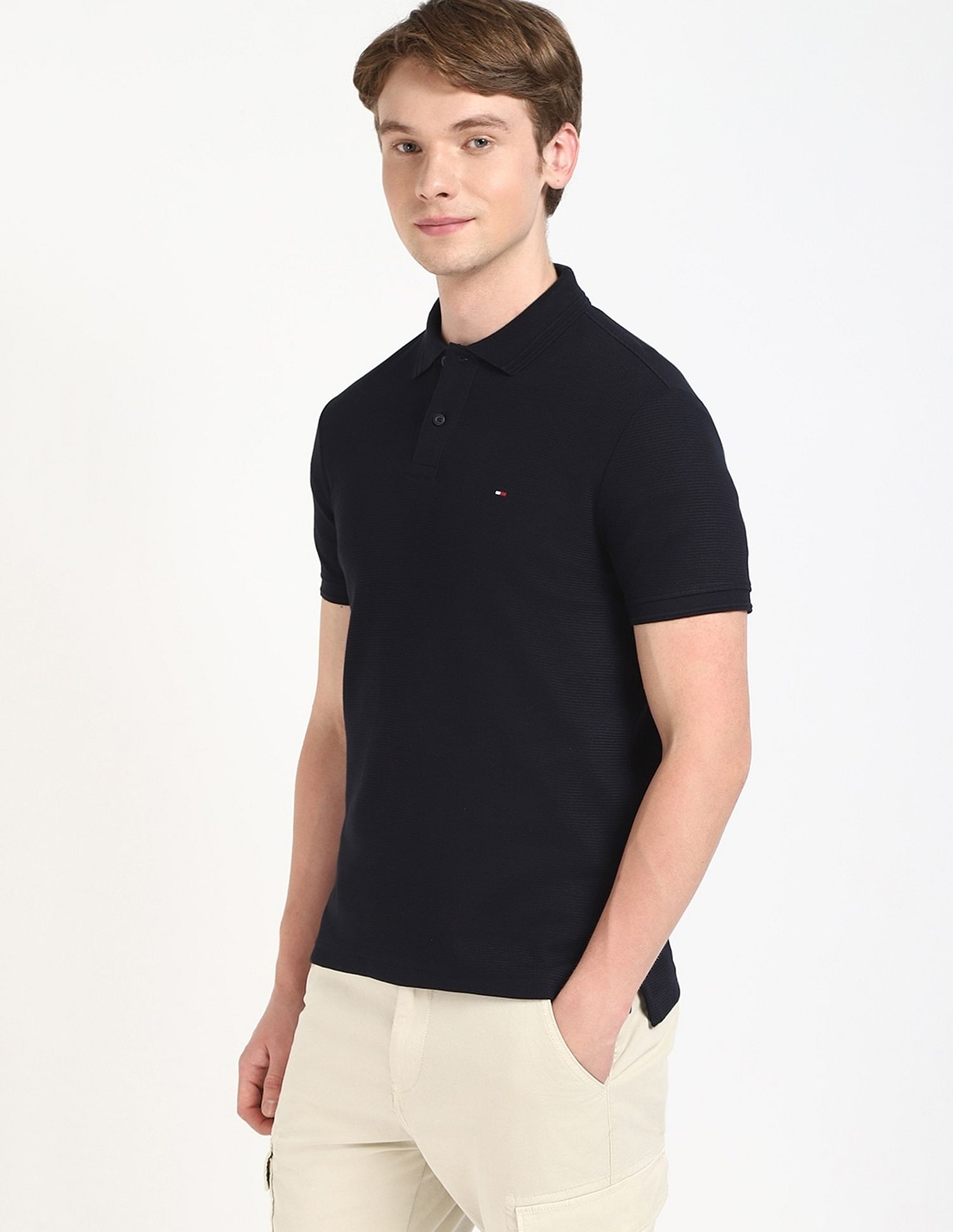Tommy Hilfiger Solid Regular-Fit Cotton Polo Shirt