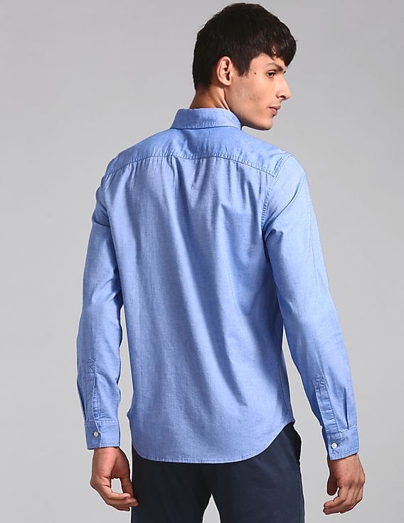 Buy GAP Men Blue Slim Fit Oxford Shirt With Stretch - NNNOW.com