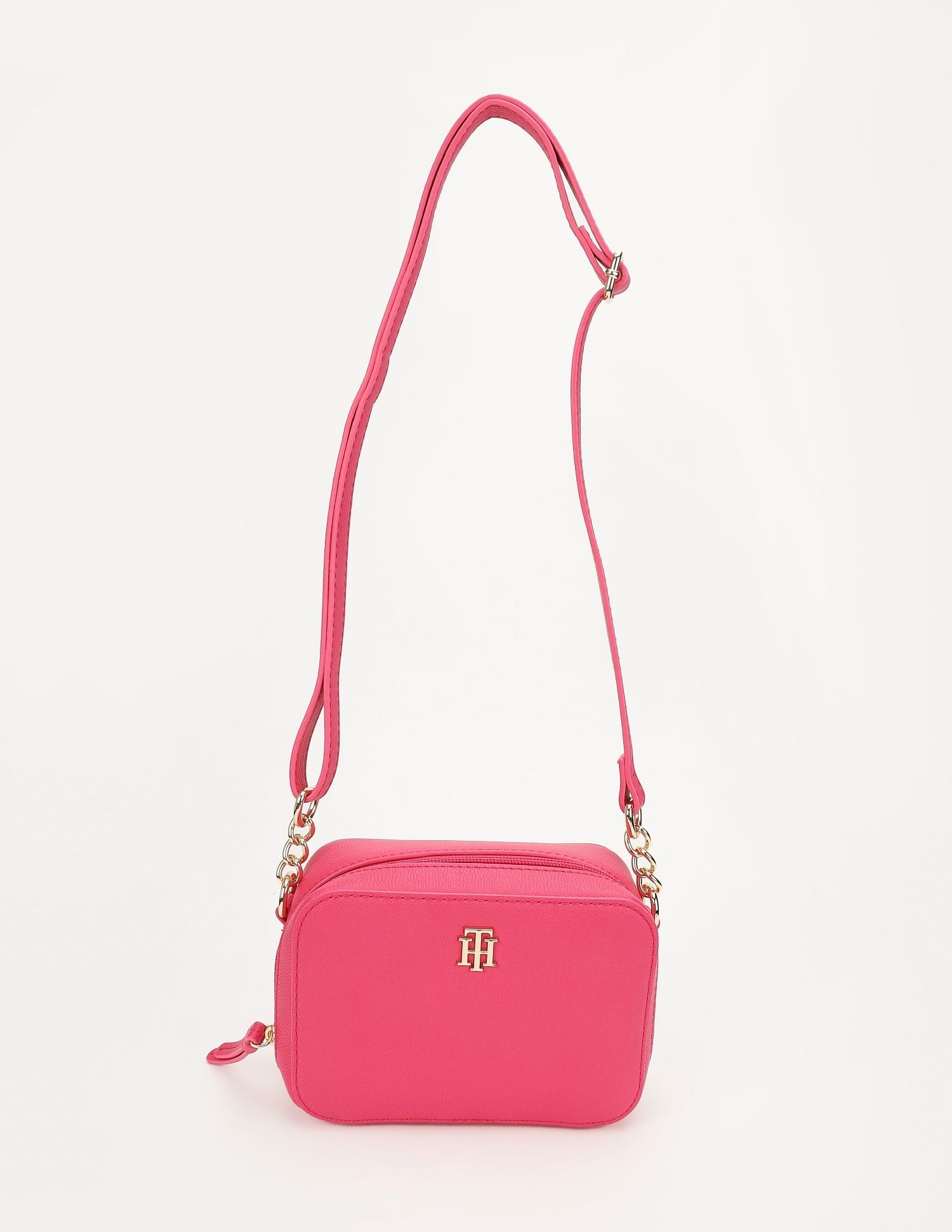 Tommy Hilfiger Solid Pink Pu Sling Bag