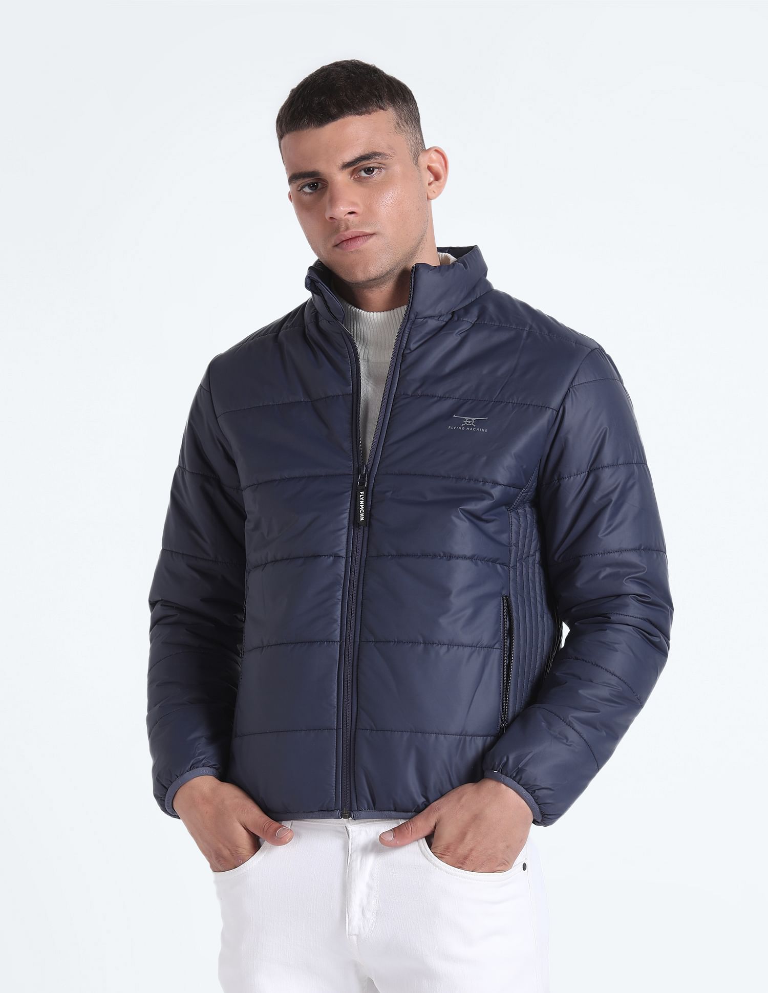 Buy Flying Machine High Neck Solid Quilted Jacket - NNNOW.com