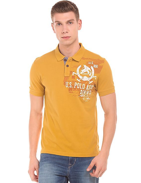 U.S. Polo Assn. Denim Co. Printed Front Muscle Fit Polo Shirt