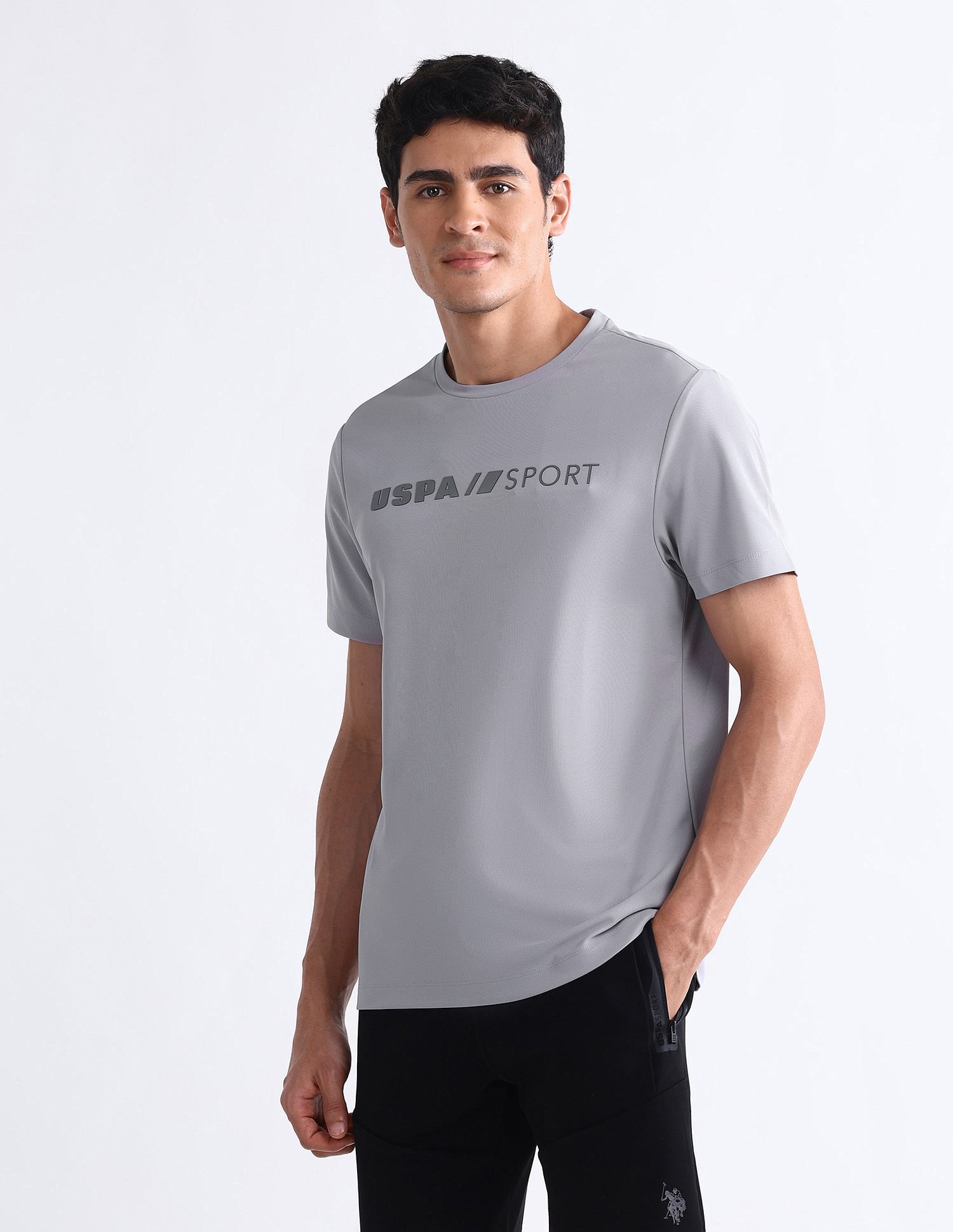 USPA Active Brand Embossed Slim Fit T-Shirt