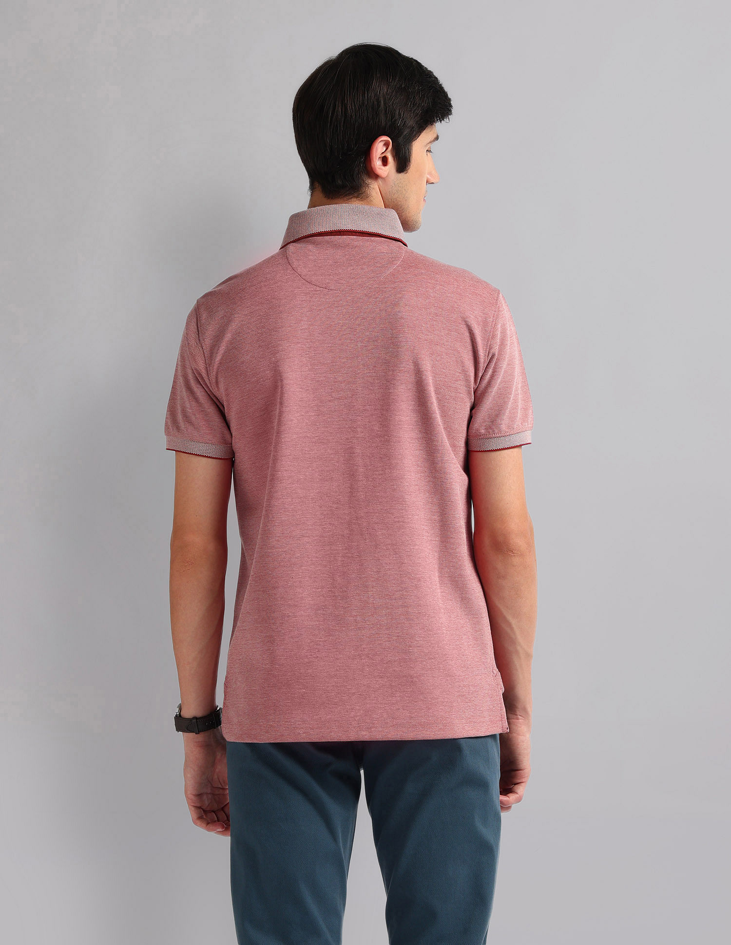 AD by Arvind Heathered Slim Fit Polo Shirt