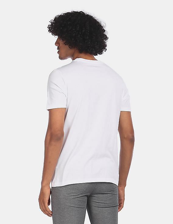 Aeropostale Men Off White Graphic Print Cotton T-Shirt