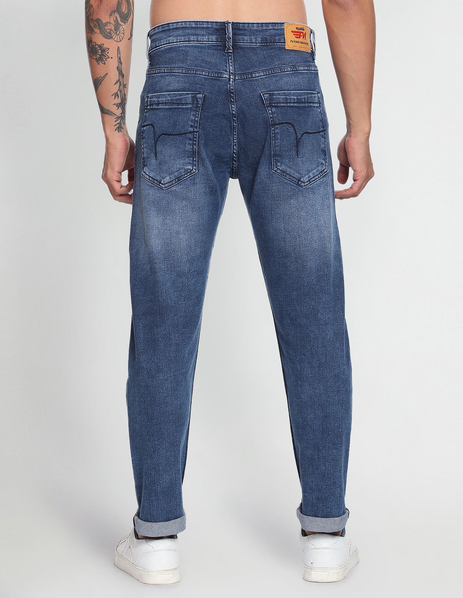 Flying Machine Slash Slim Tapered Stone Wash Jeans