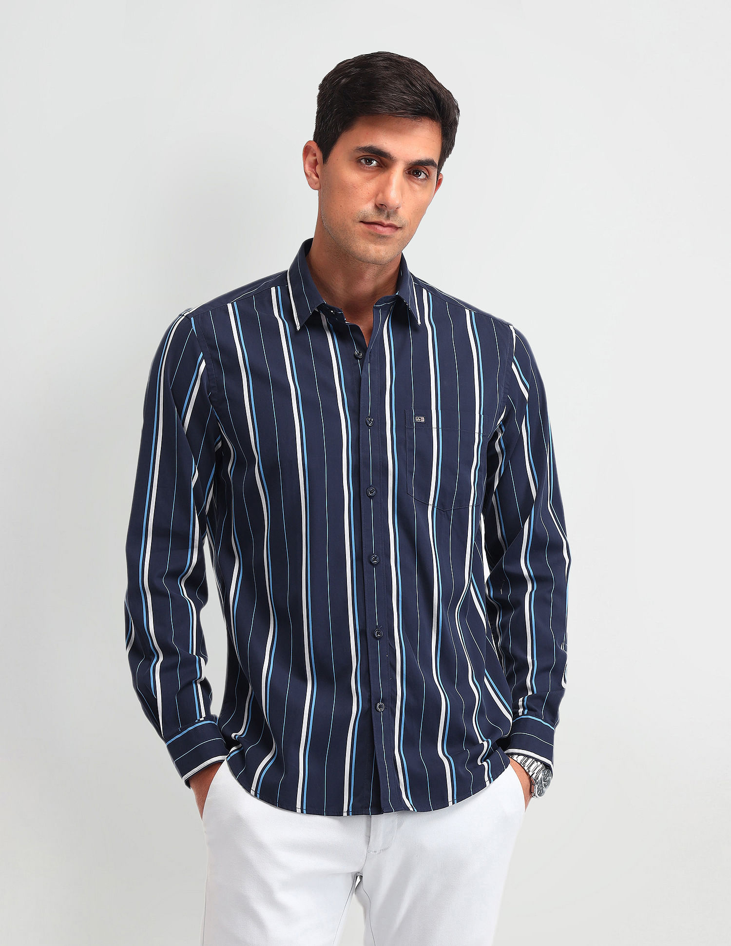 Arrow Sport Vertical Striped Tailored Fit Shirt