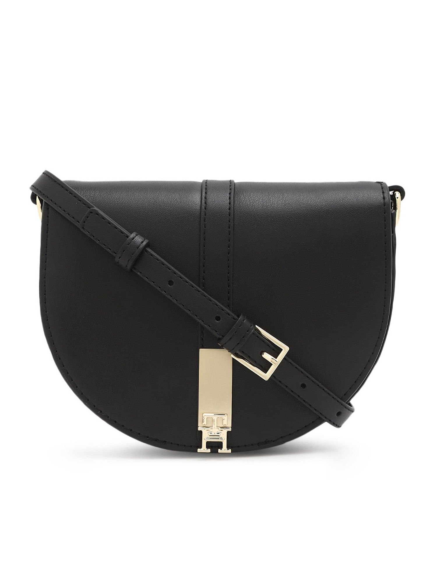 Tommy Hilfiger Solid Black Pu Sling Bag