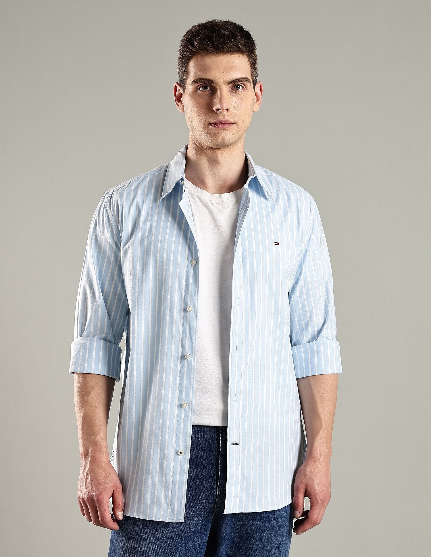 Tommy Hilfiger Striped Regular Fit Cotton Shirt