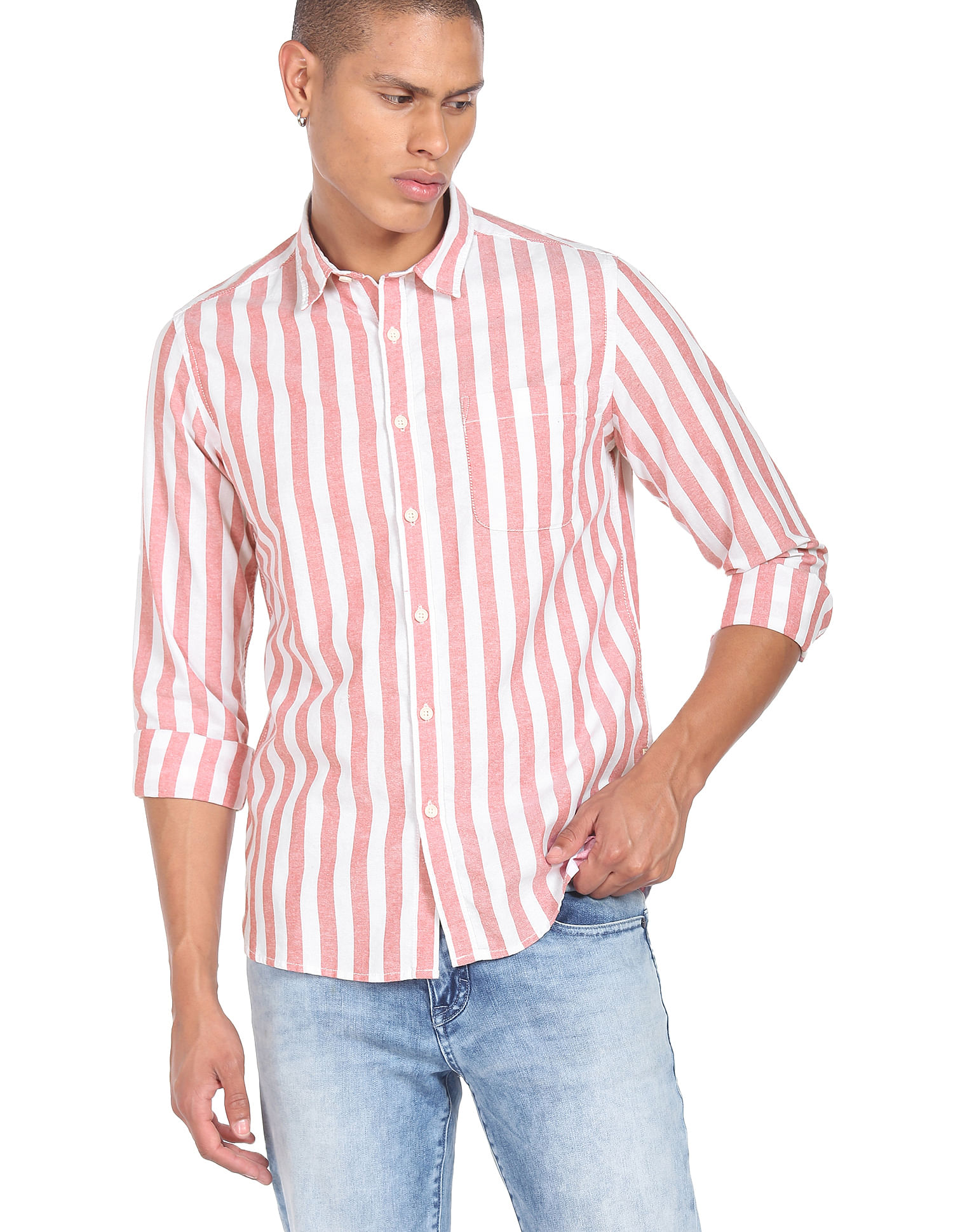 Buy Flying Machine Vertical Stripe Cotton Shirt 