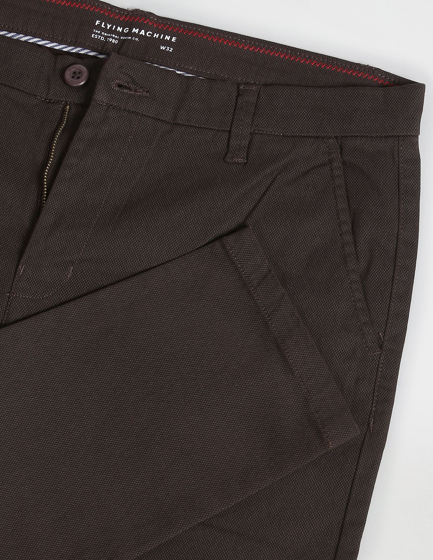 Flying Machine Twill Geometric Print Trousers