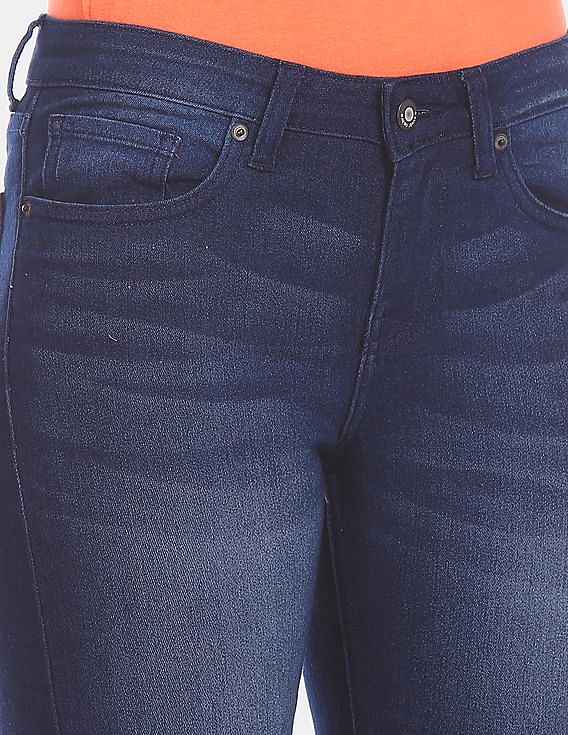 Aeropostale Blue Upturned Hem Stone Wash Denim Shorts