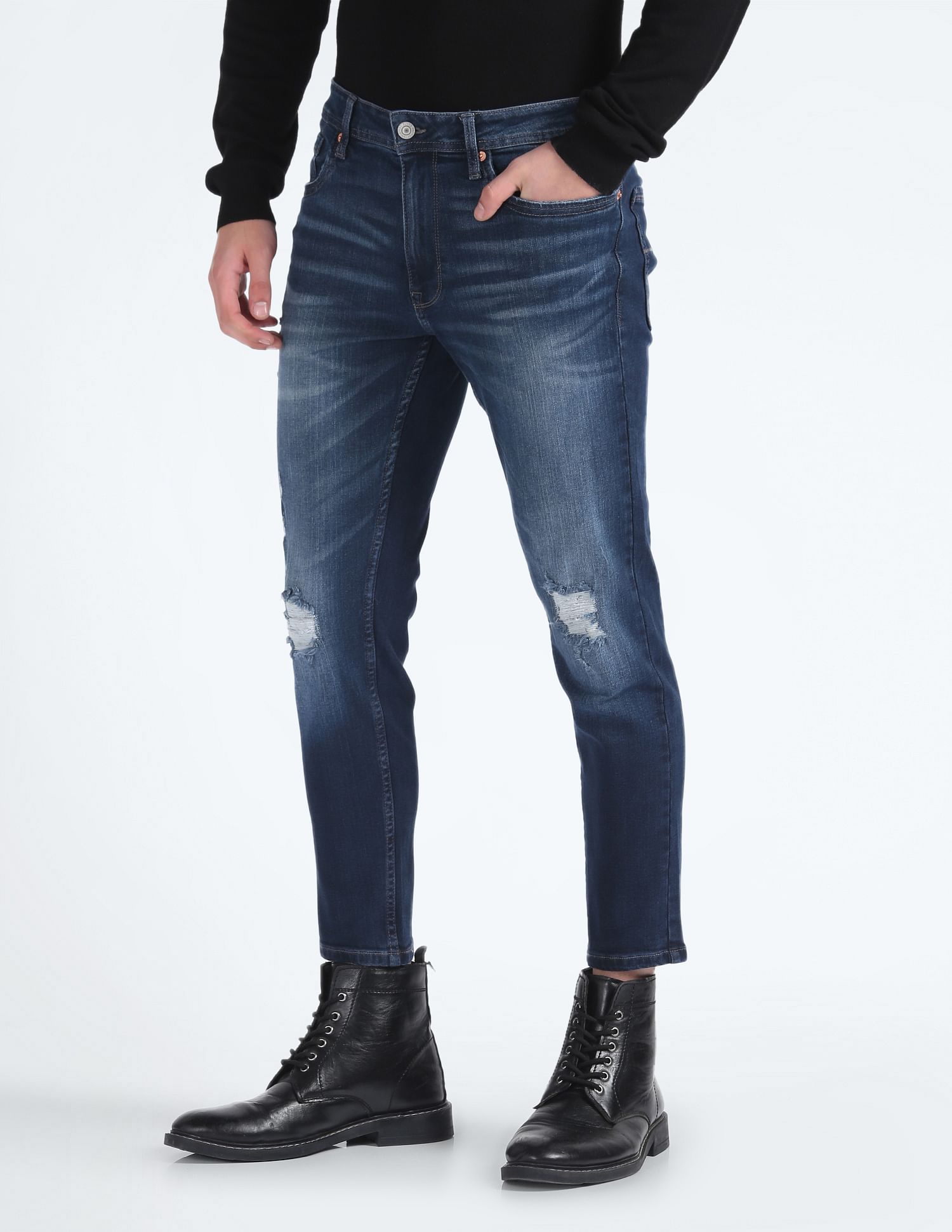 Flying Machine Mid Rise Mankle Slim Tapered Jeans