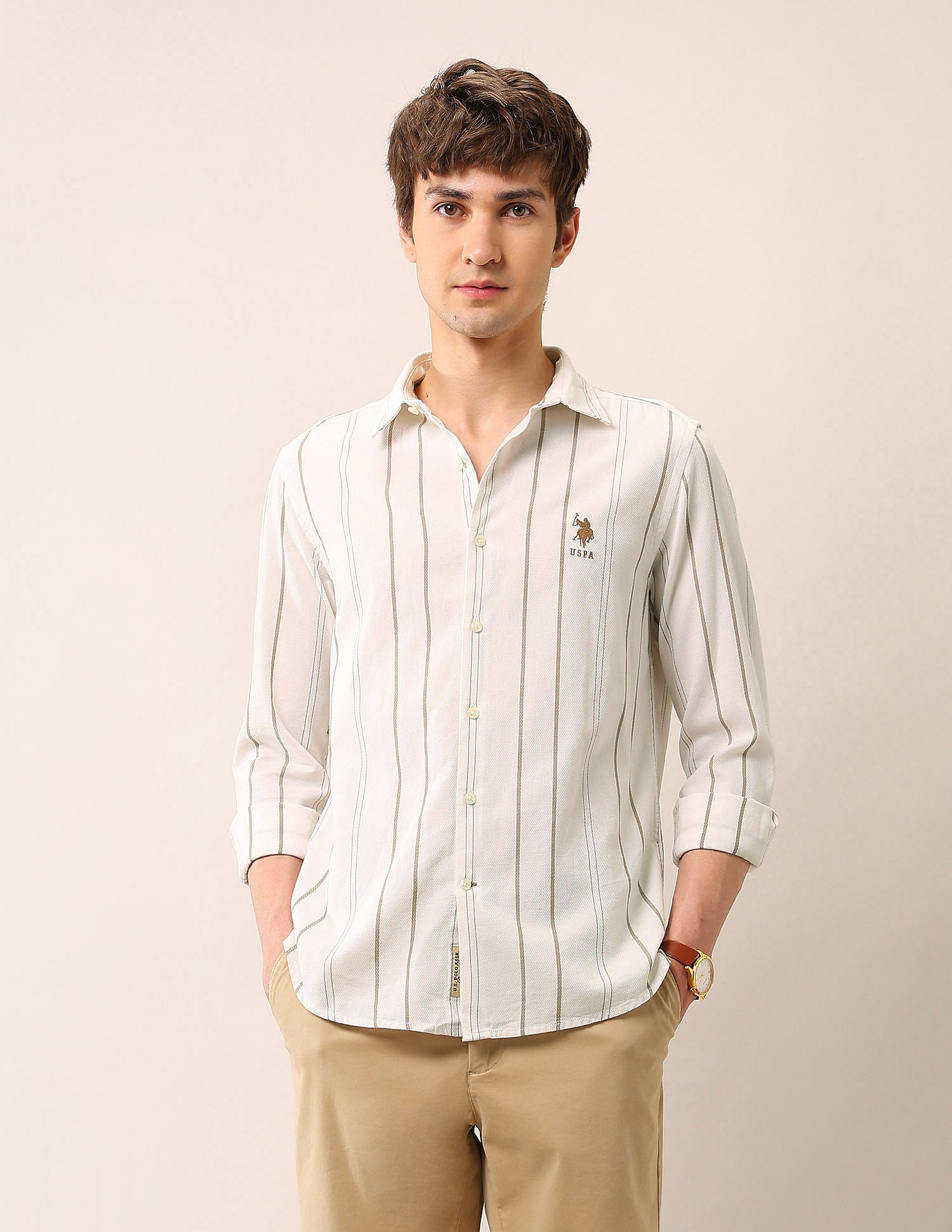 U.S. Polo Assn. Denim Co. Vertical Striped Dobby Shirt