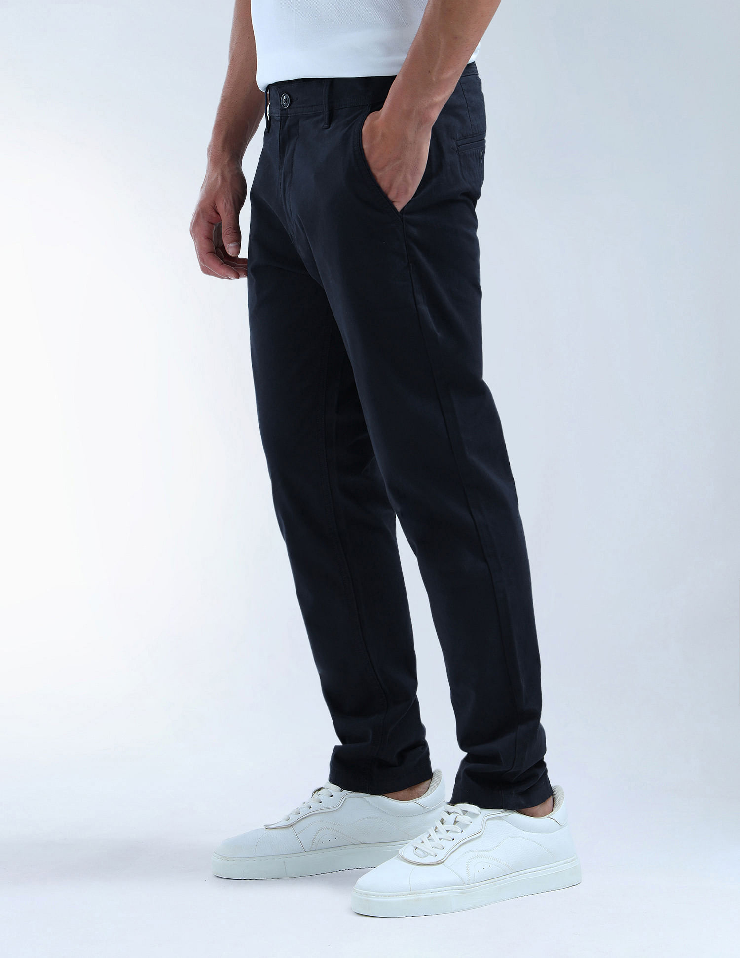 Flying Machine Mid Rise Slash Slim Tapered Fit Trouser