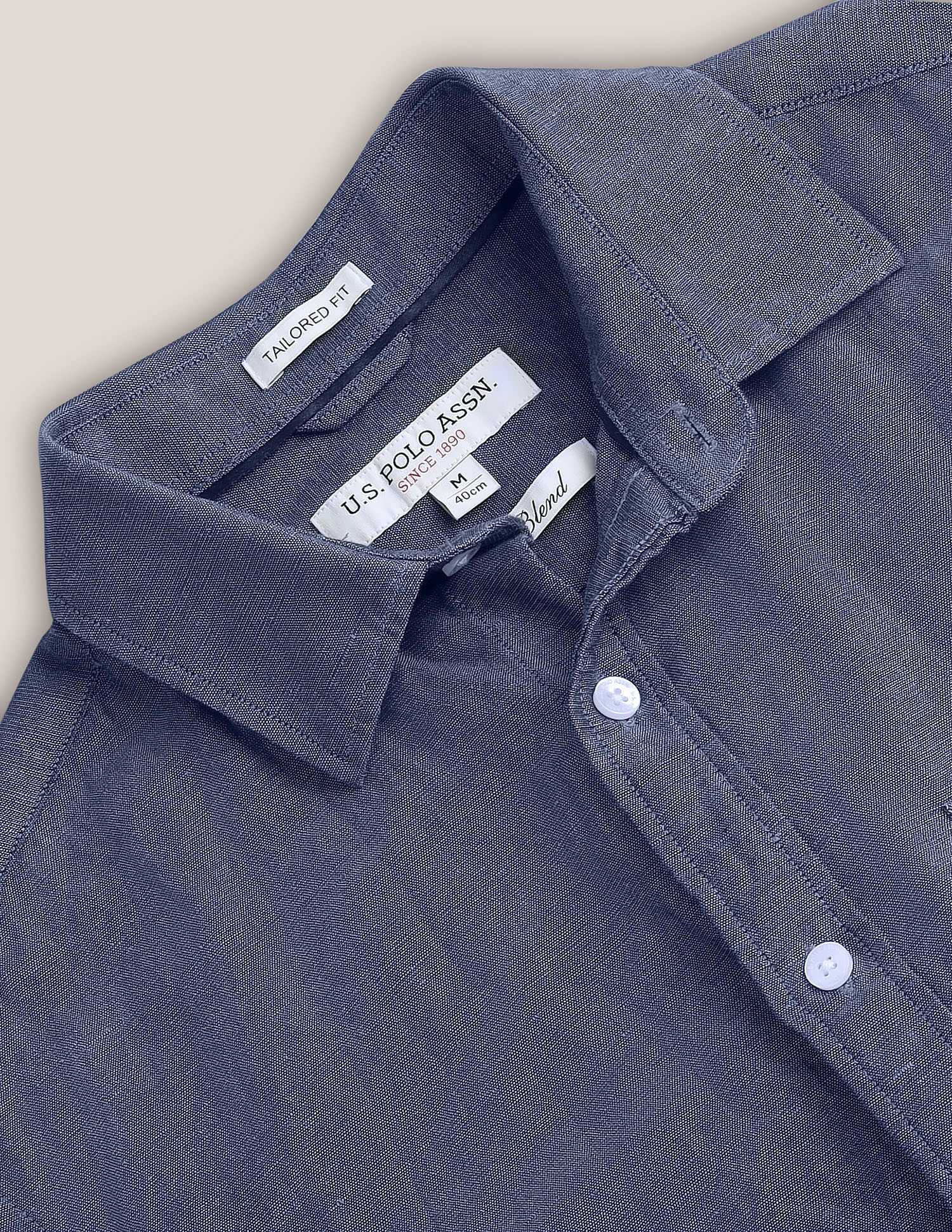 U.S. Polo Assn. Heathered Linen Blend Shirt