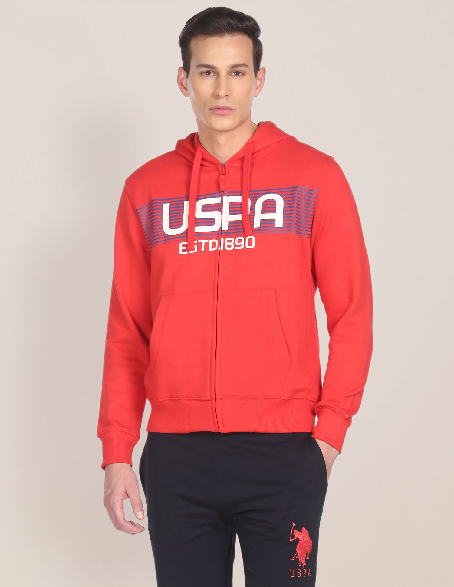 U.S. Polo Assn. Brand Print Hooded Sweatshirt