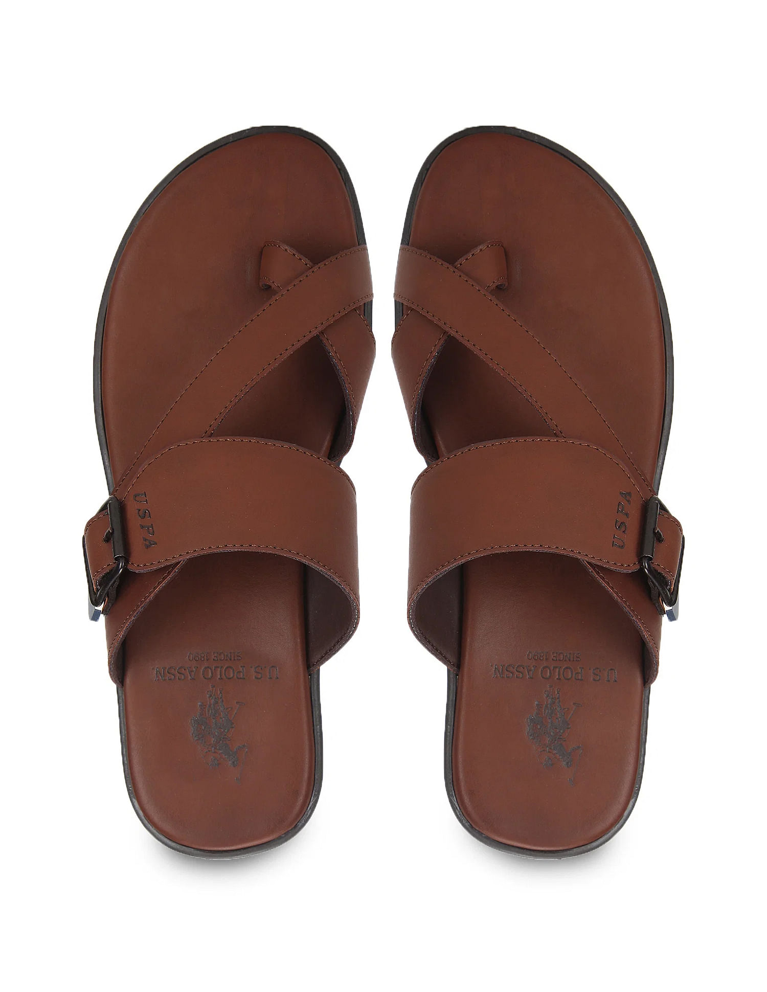 FEATHER LEATHER Men's Genuine Leather Comfortable & Fashionable Sandals &  Slippers | Casual Indoor/Outdoor/Chappal | Flat Flip Flops Slippers With  Strap