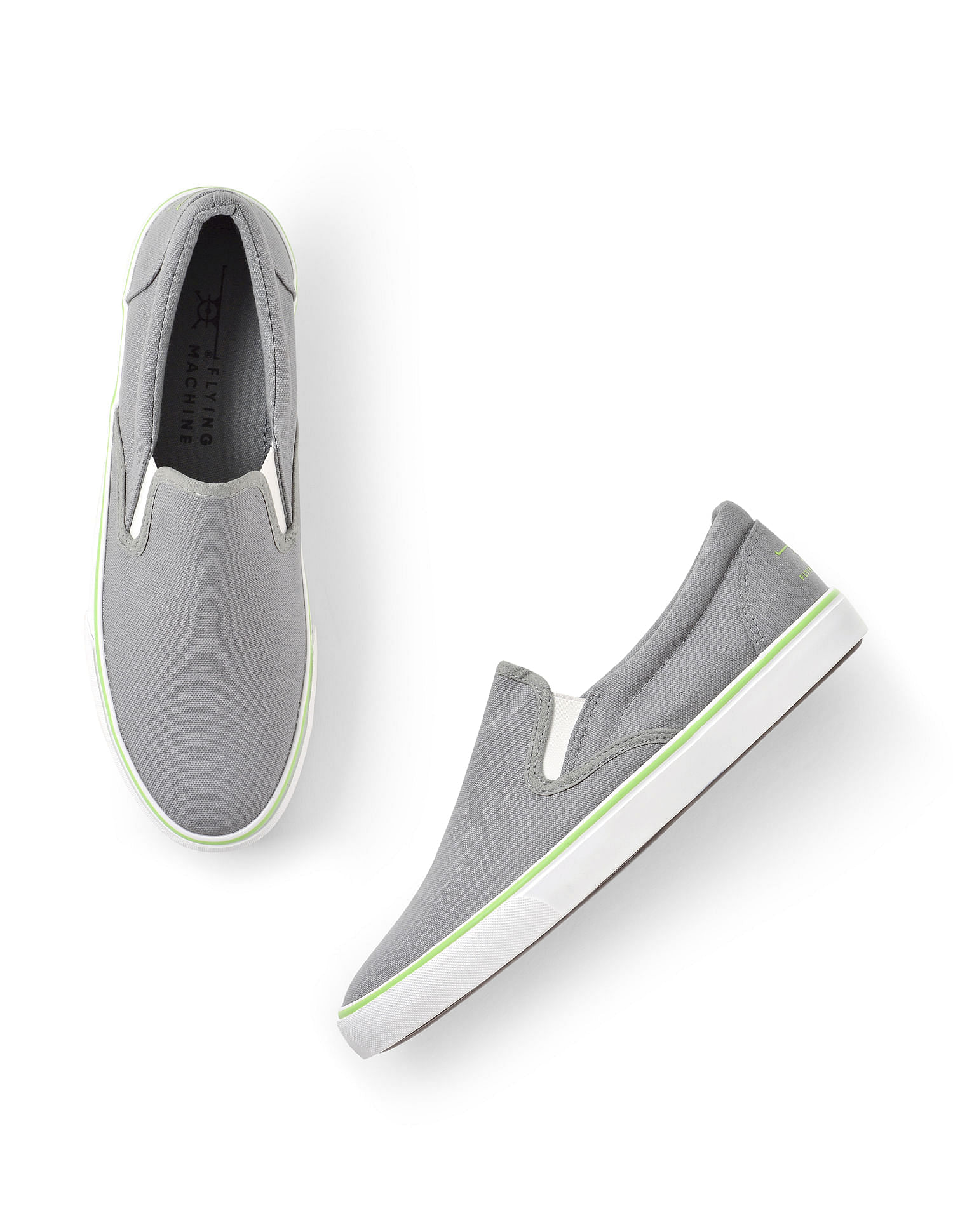 Grey canvas slip on shoes best sale