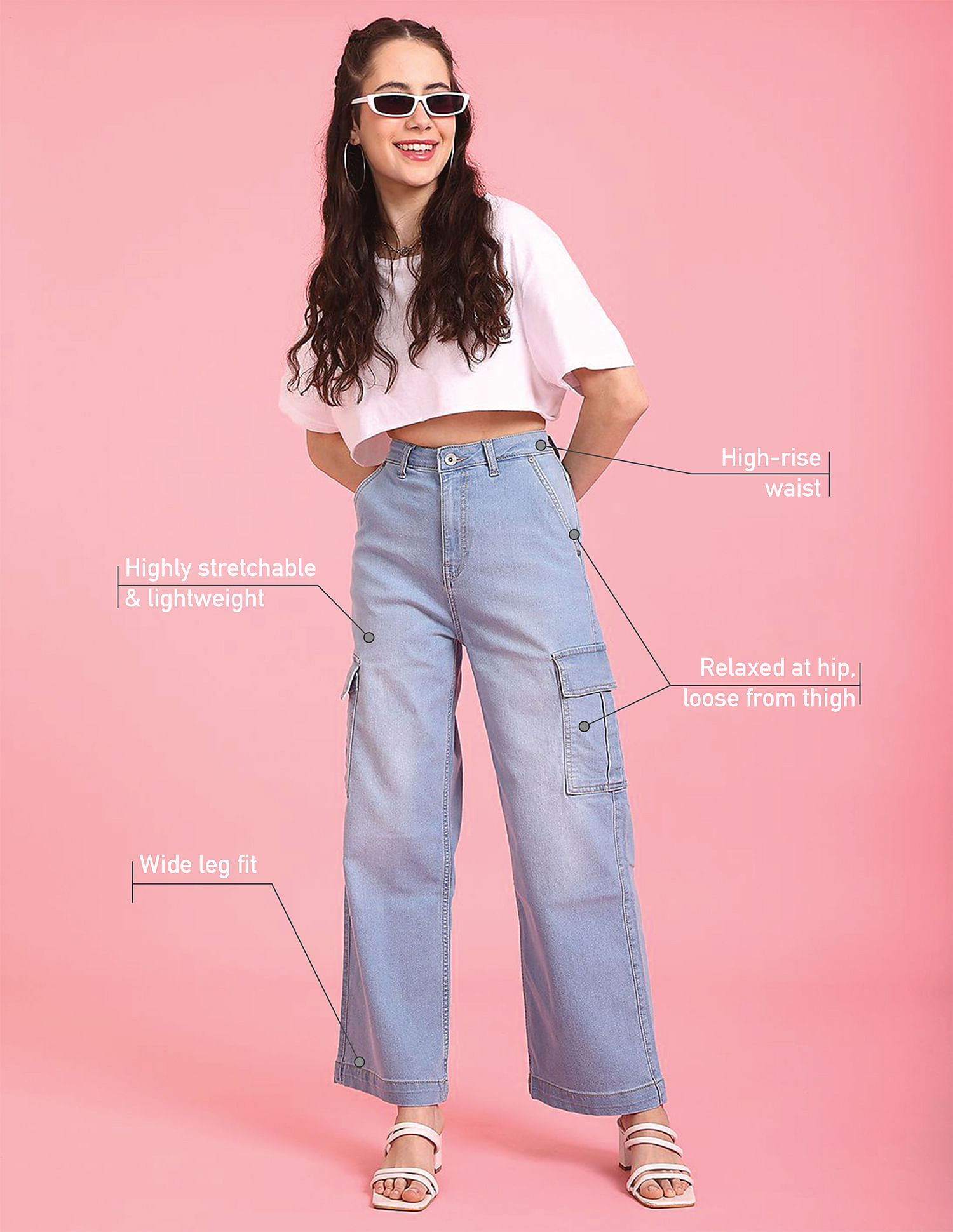 High Rise Wide Leg Fit Jeans