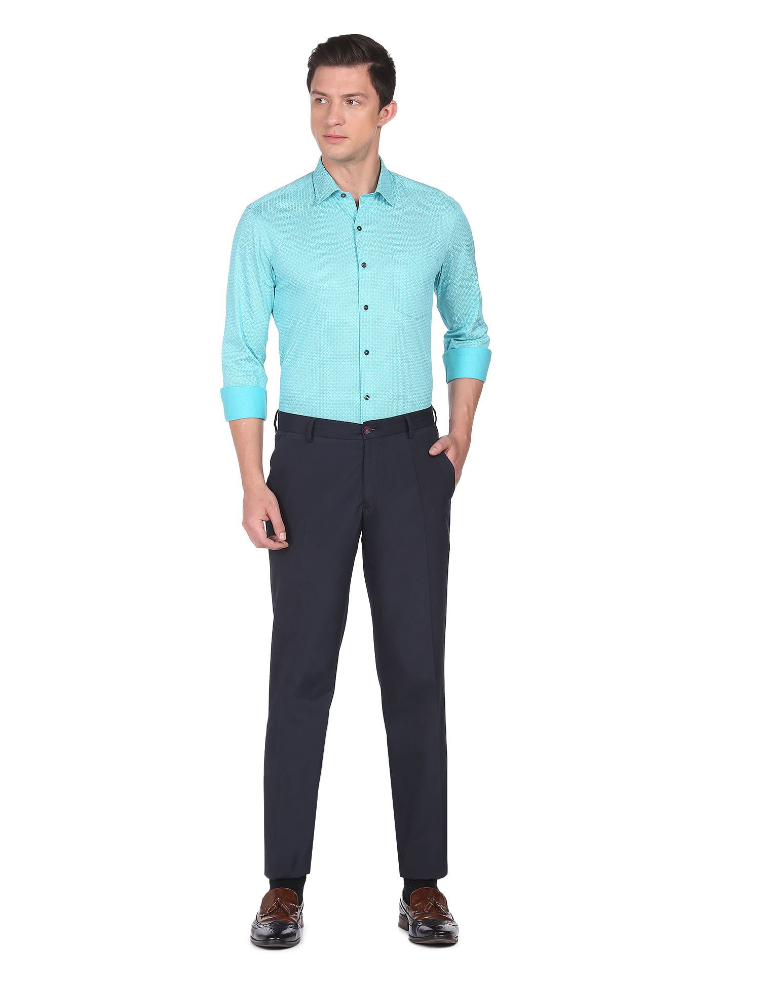 Arrow Manhattan Slim Fit Printed Cotton Shirt
