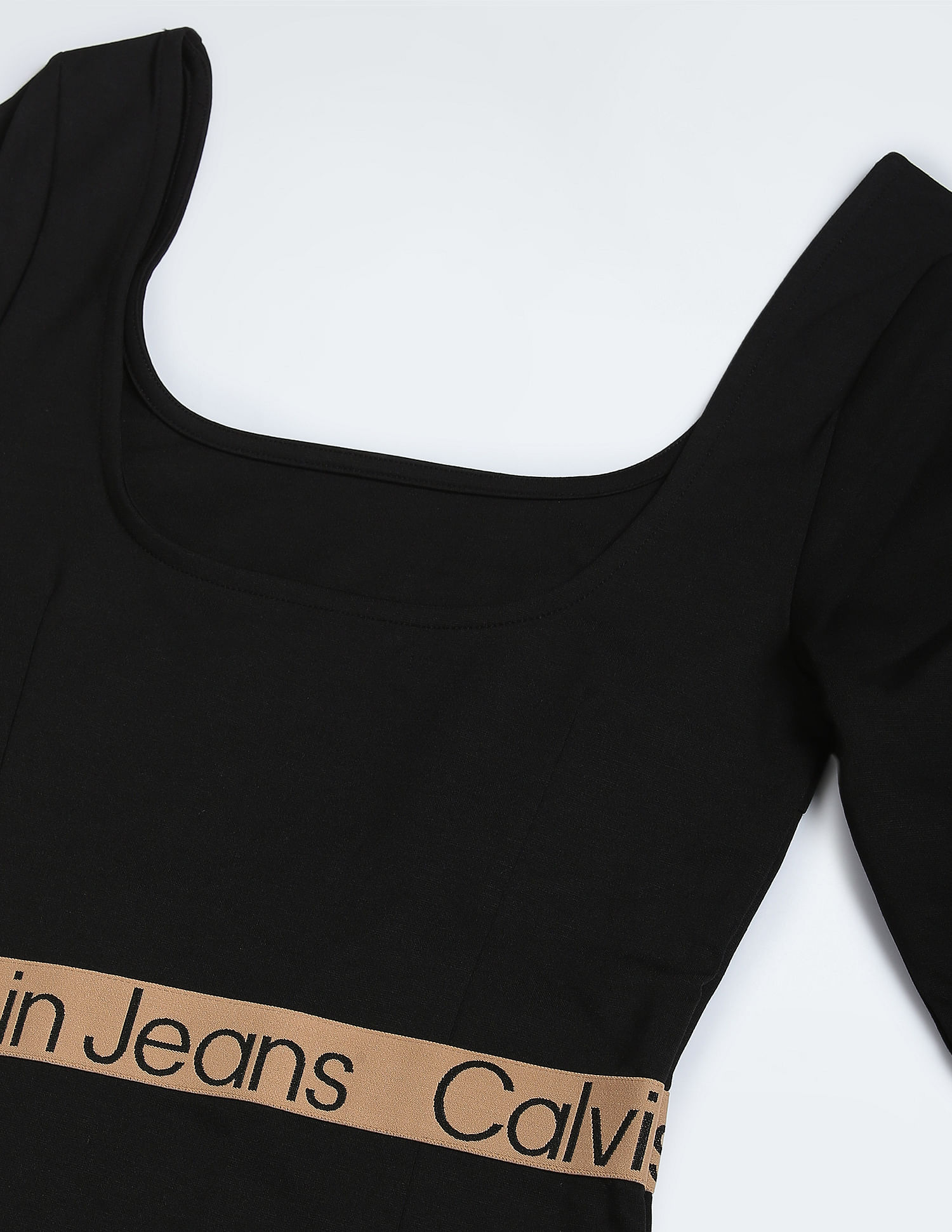 Buy Calvin Klein Logo Taped Waistband Milano Dress | Sommerröcke