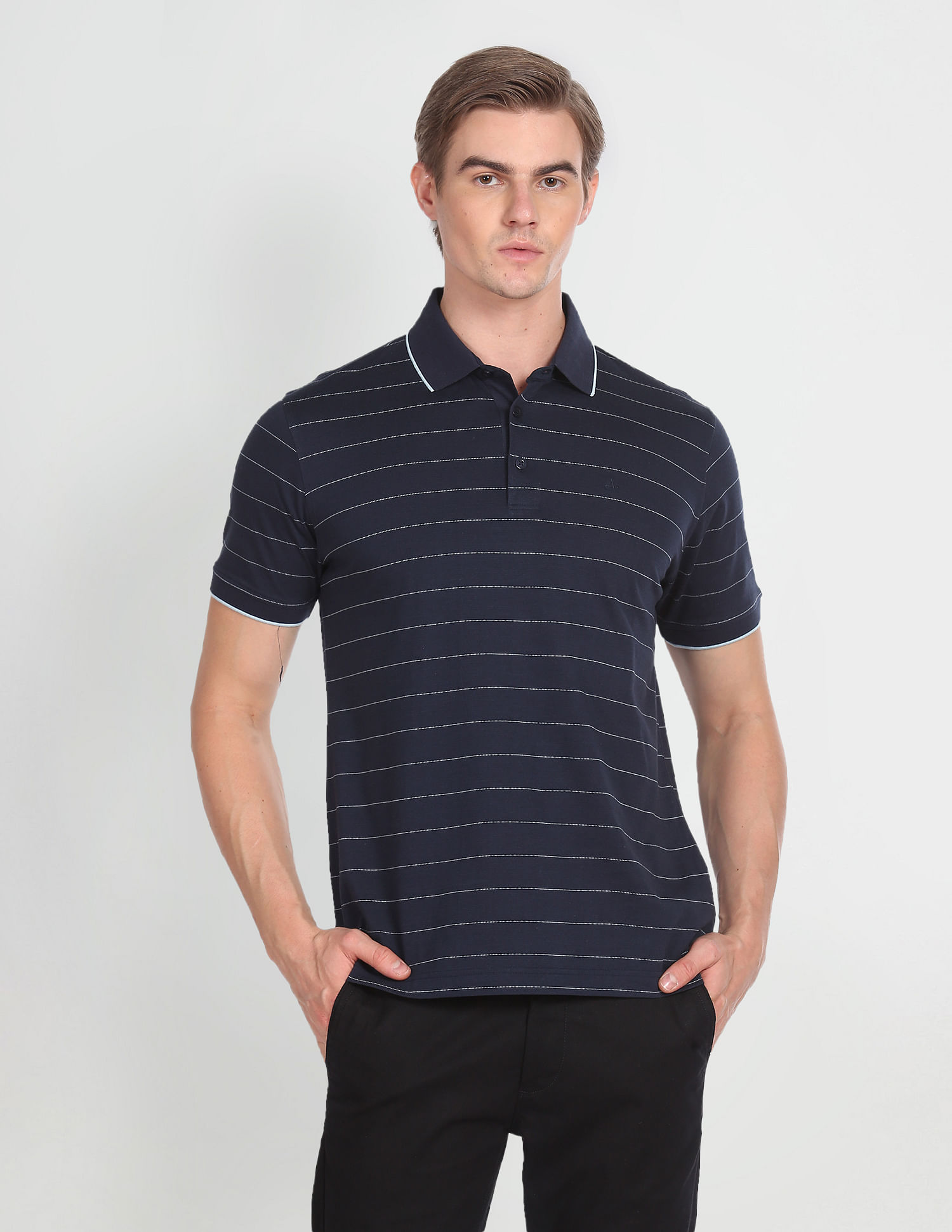 Arrow Horizontal Stripe Cotton Polo Shirt