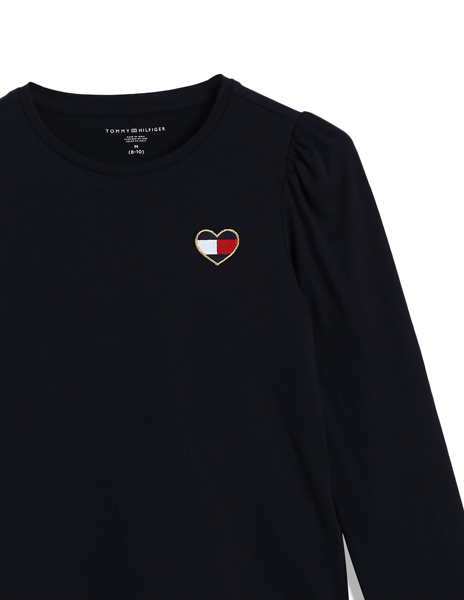 Tommy Hilfiger Kids Girls Puff Shoulder Fashion Cotton T-Shirt