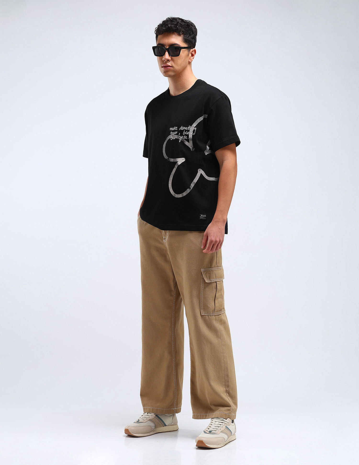 Flying Machine Abstract Print Relaxed Fit T-Shirt