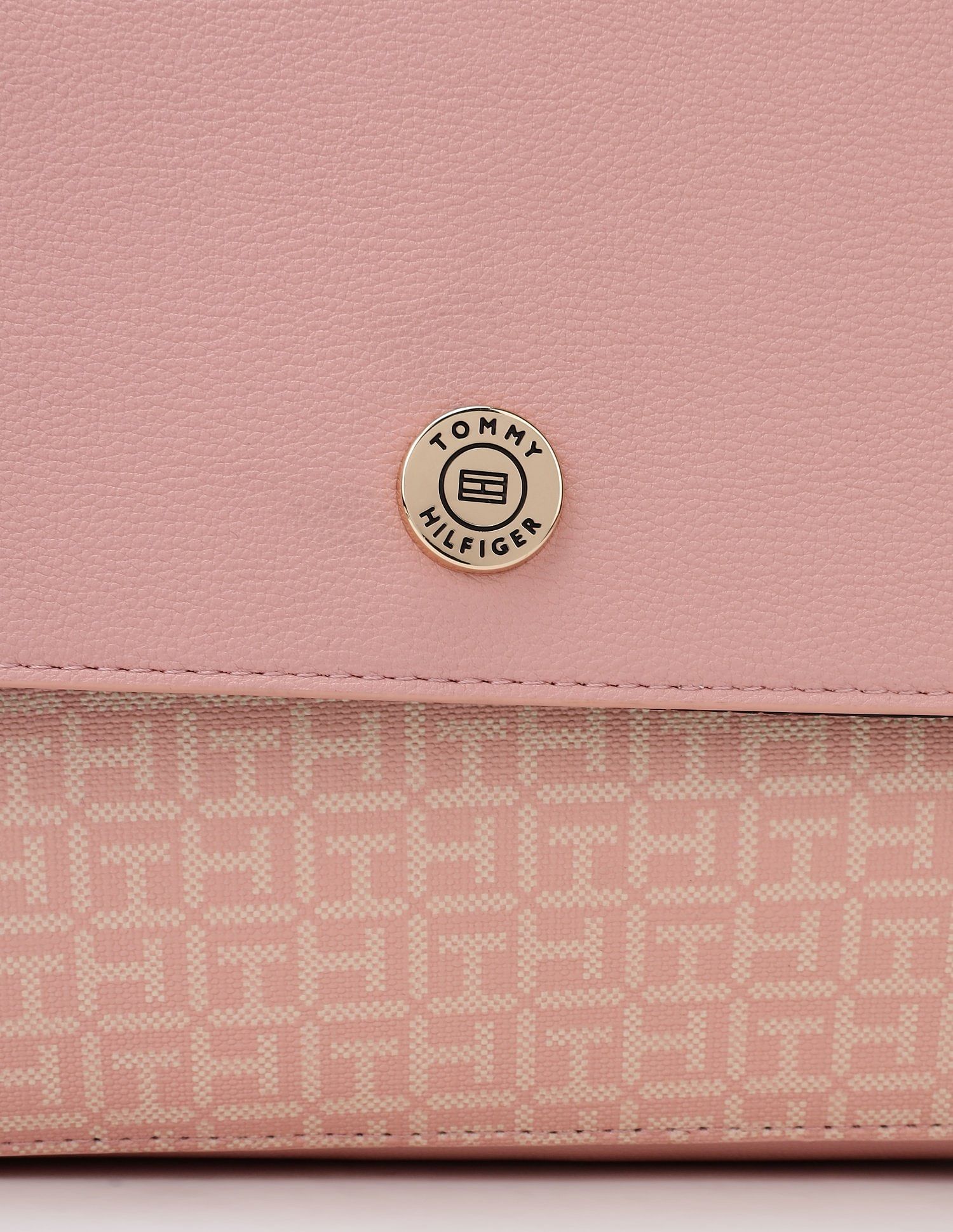 Tommy Hilfiger Logo Beige Pvc Hand Bag