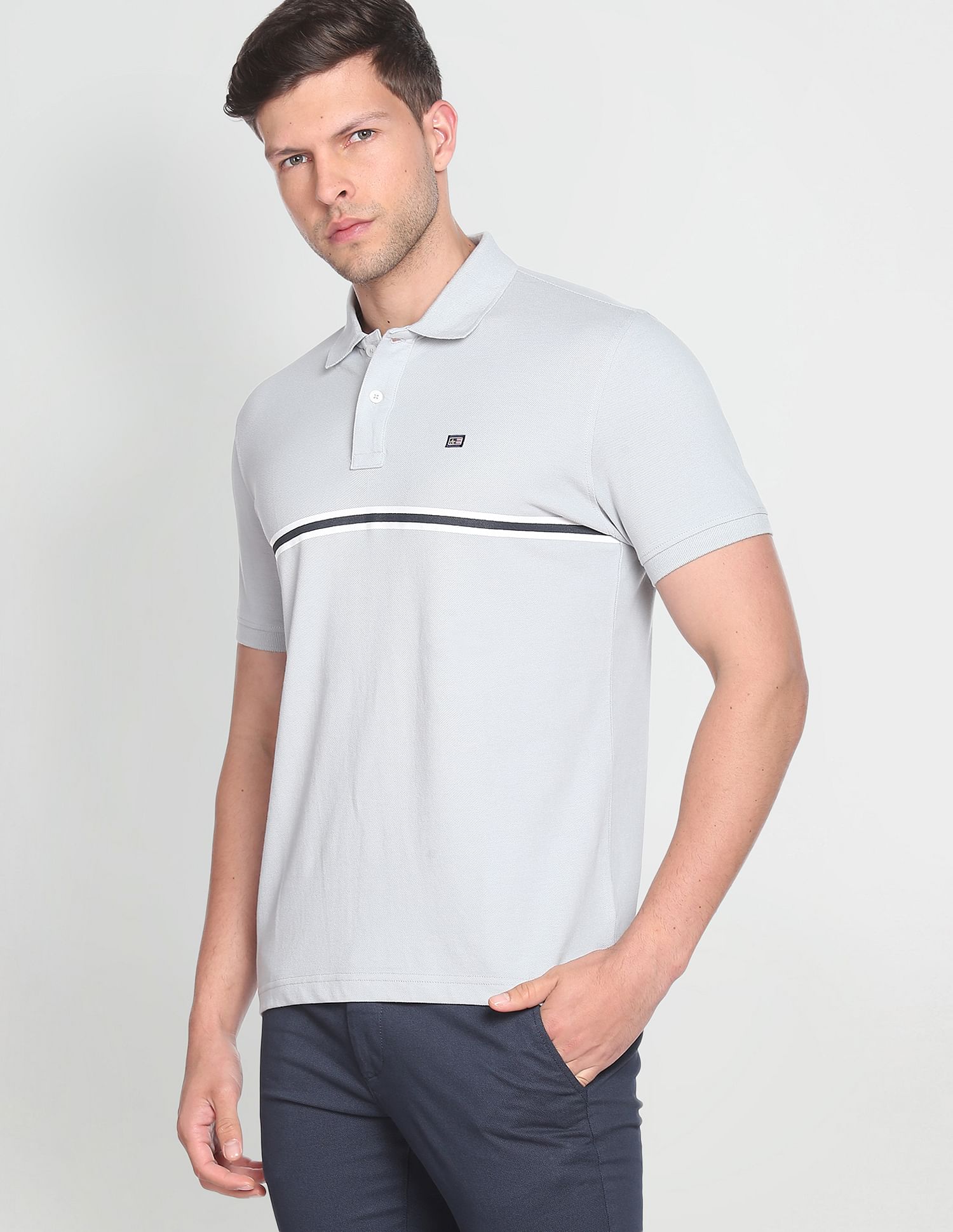 Arrow Sports Engineered Stripe Cotton Polo Shirt