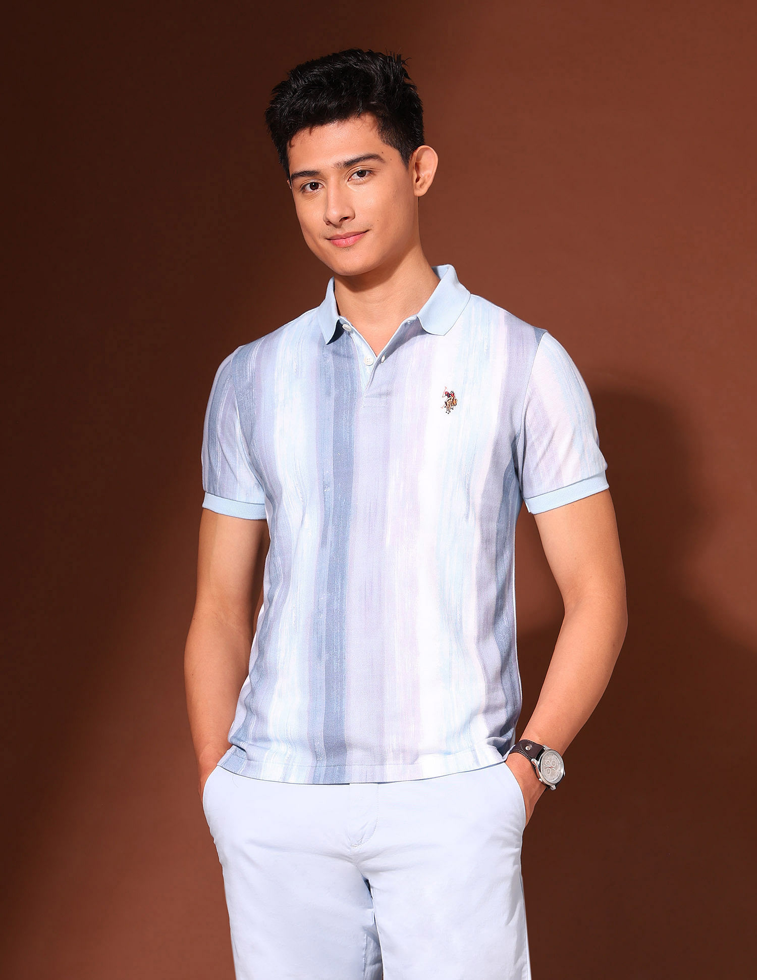 U.S. Polo Assn. Denim Co. Work And Wander Vertical Striped Polo Shirt