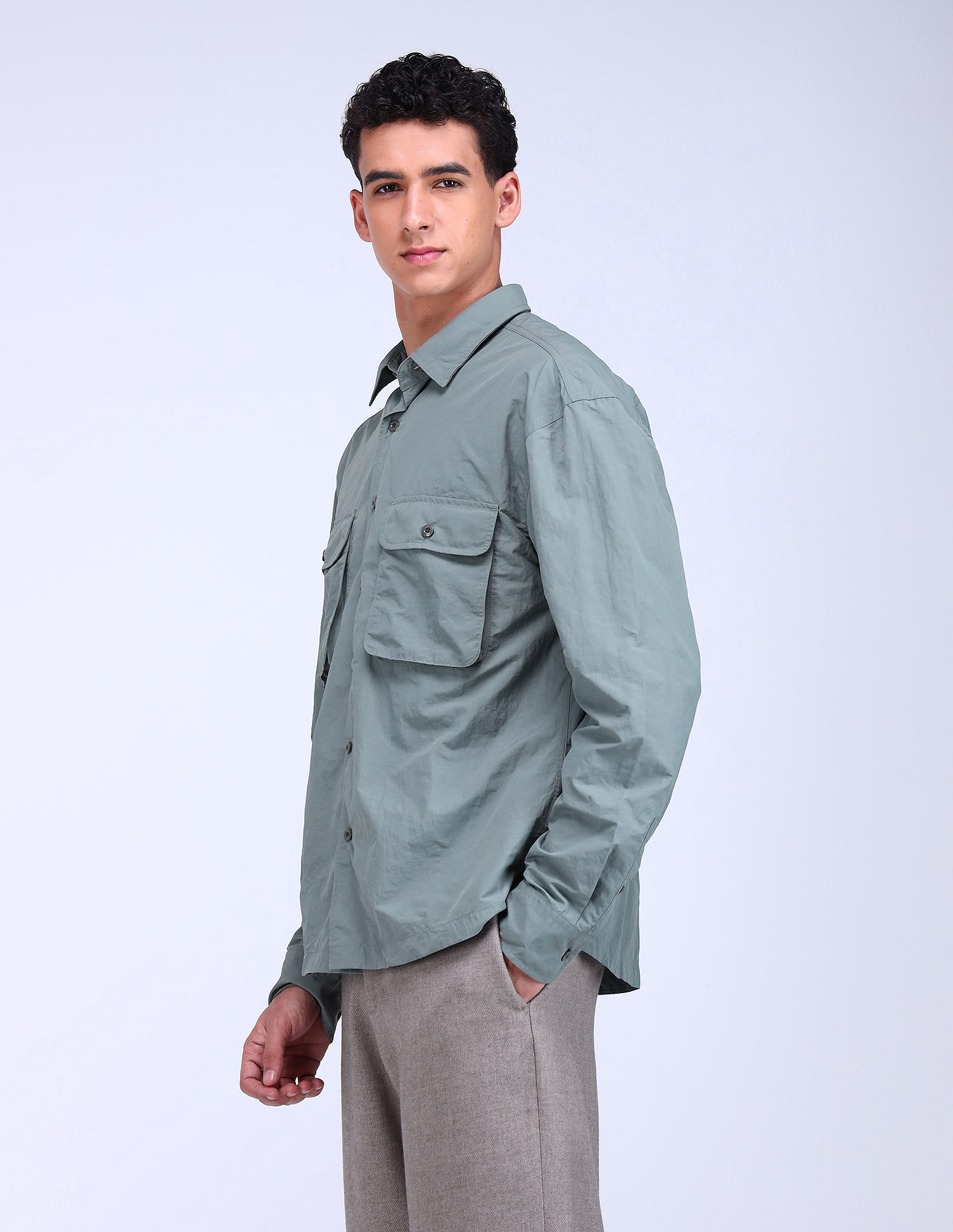 Flying Machine F-Lite Solid Oversized Fit Shirt