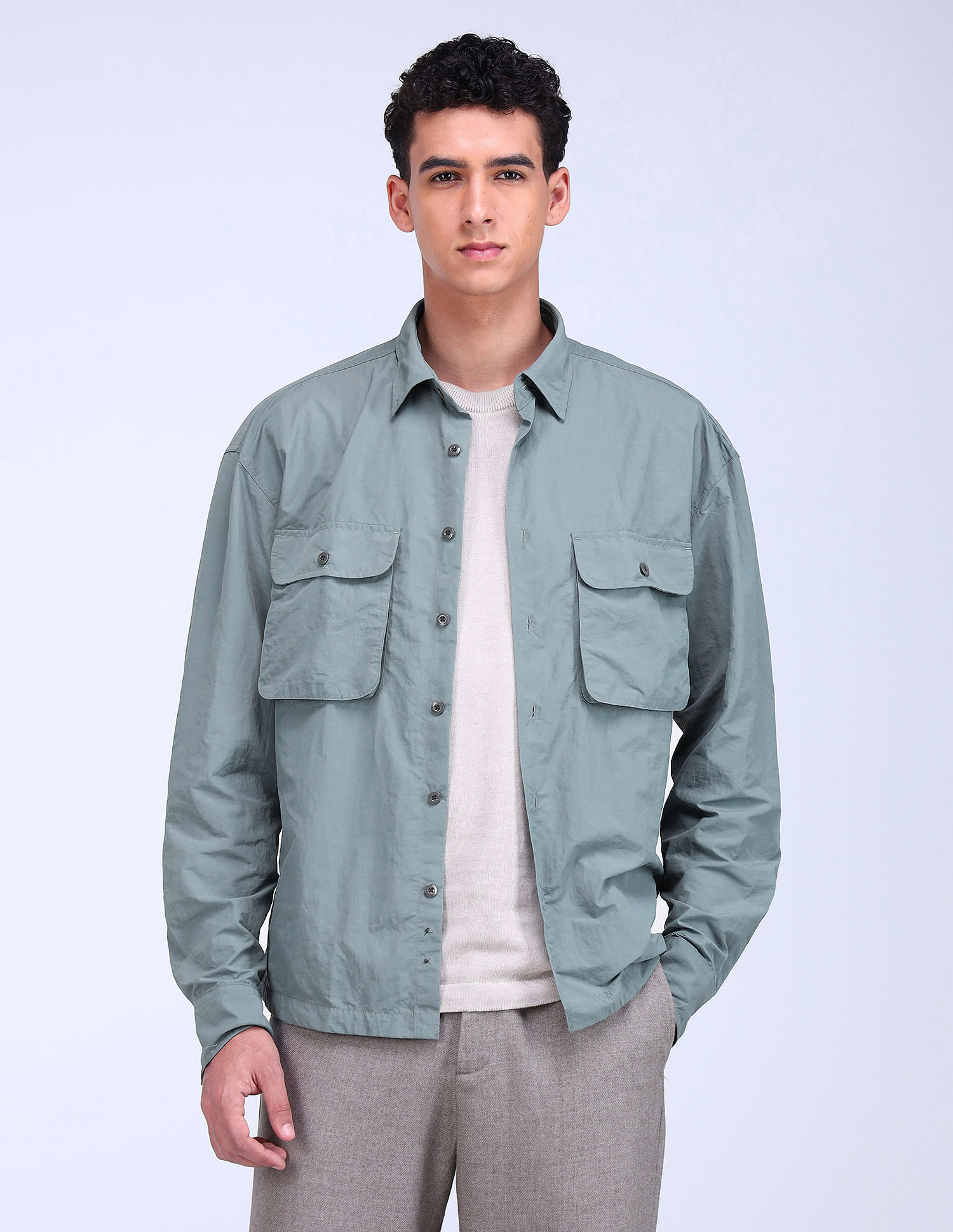 Flying Machine F-Lite Solid Oversized Fit Shirt
