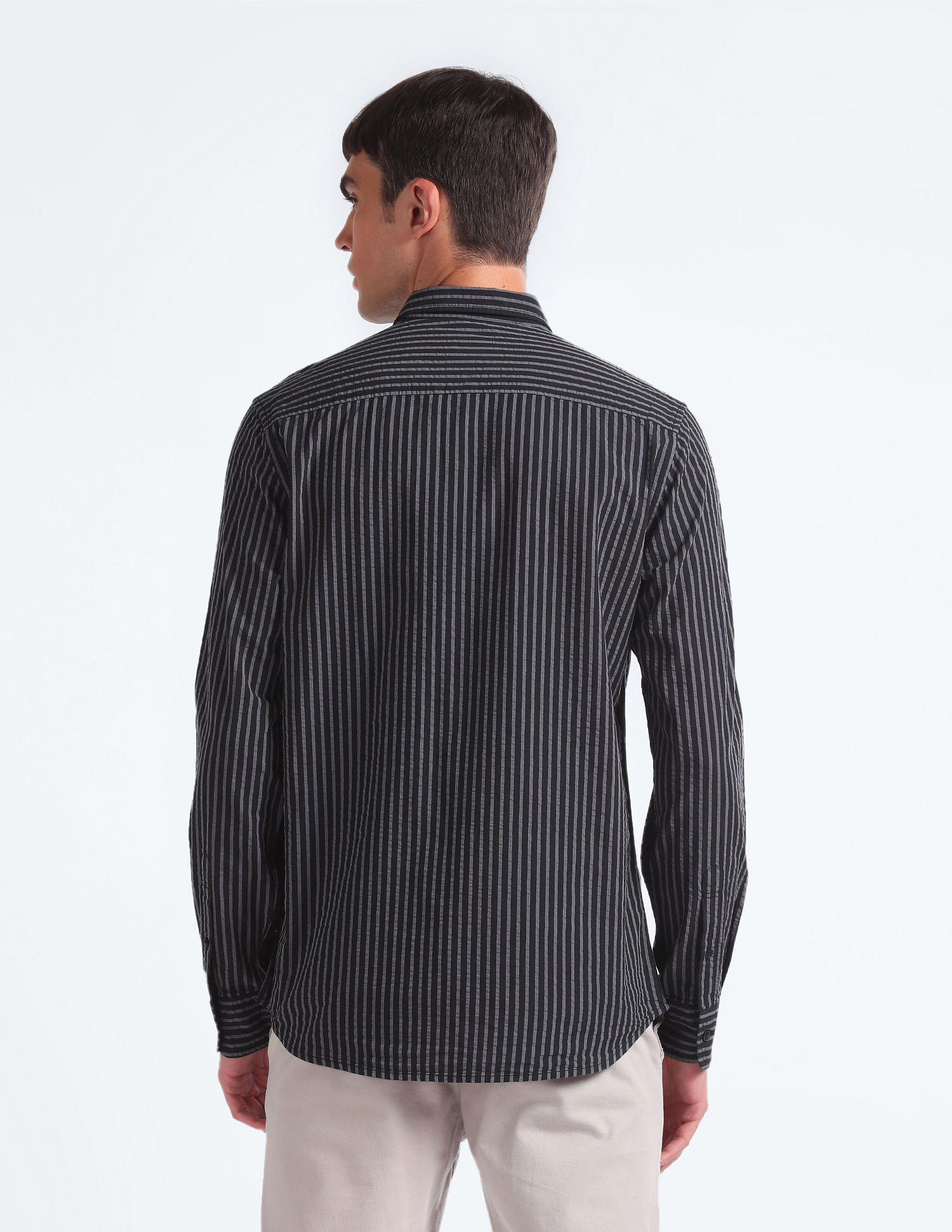 Flying Machine Vertical Stripe Seersucker Shirt