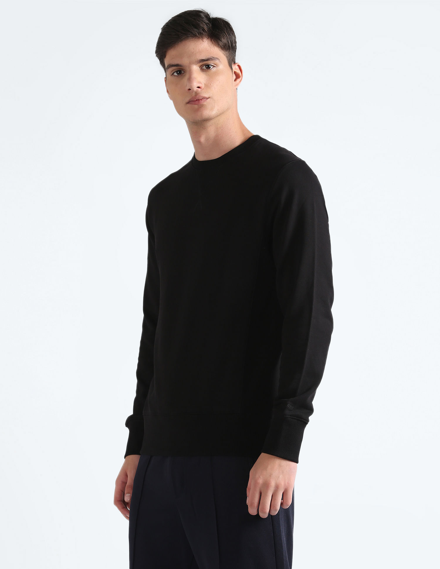Flying Machine Crew Neck Solid Sweatshirt