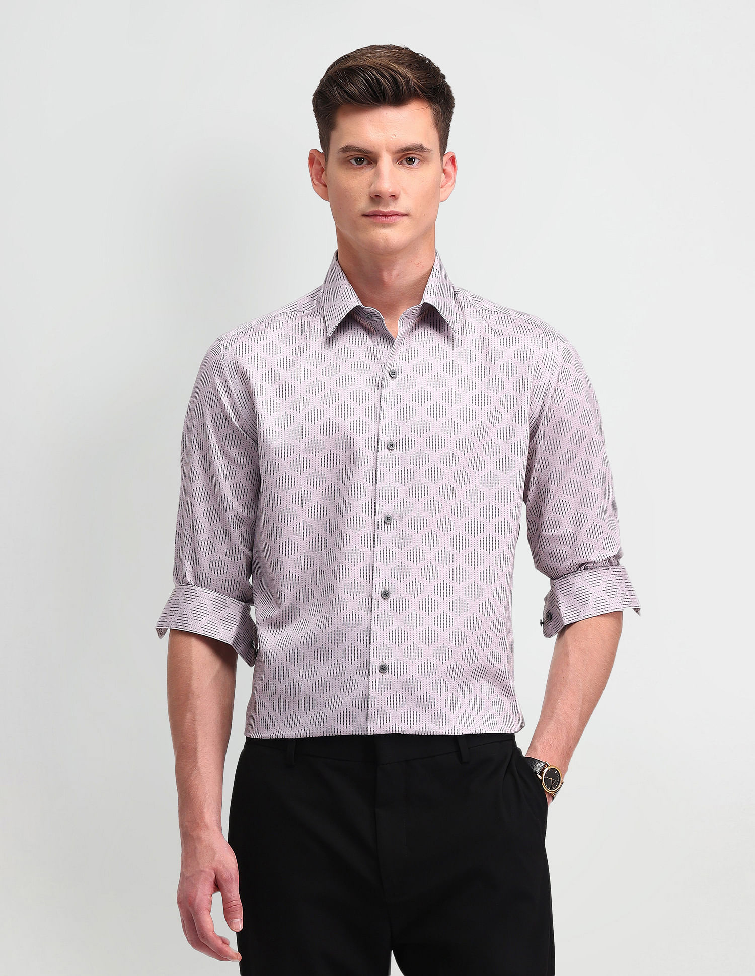 Arrow Newyork Geometric Printed Manhattan Slim Fit Shirt