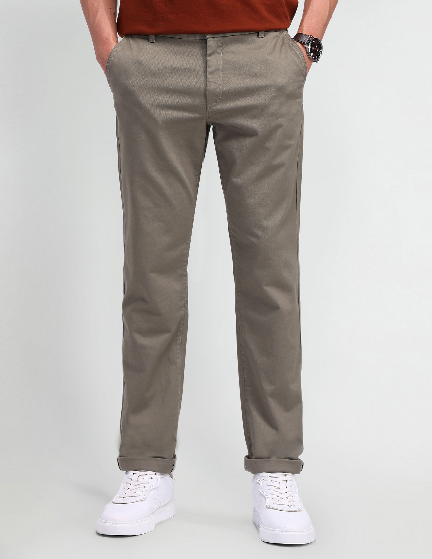Arrow Sport Regular Fit Mid Rise Trousers