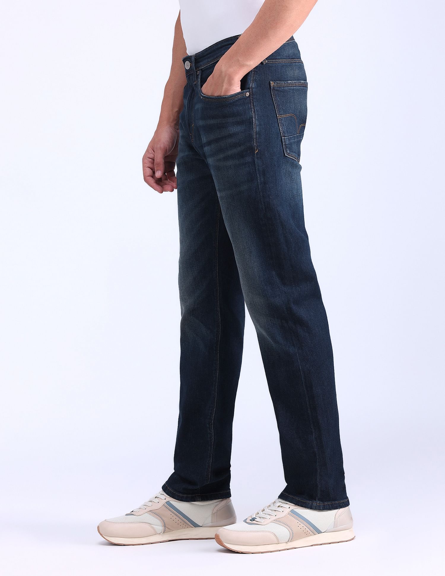 Flying Machine Freddie Slim Straight Fit Whiskered Jeans