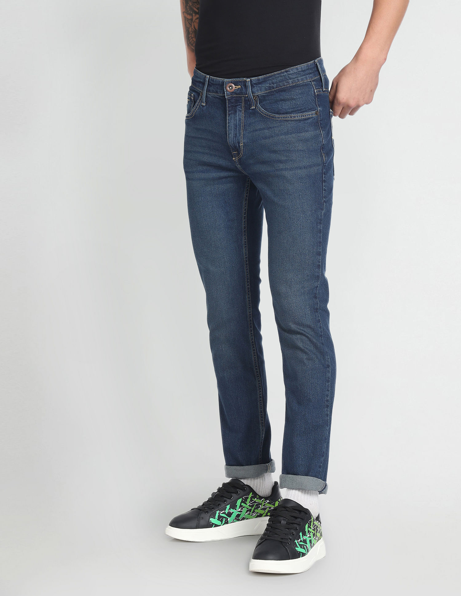 Flying Machine Freddie Slim Straight Fit Stone Wash Jeans