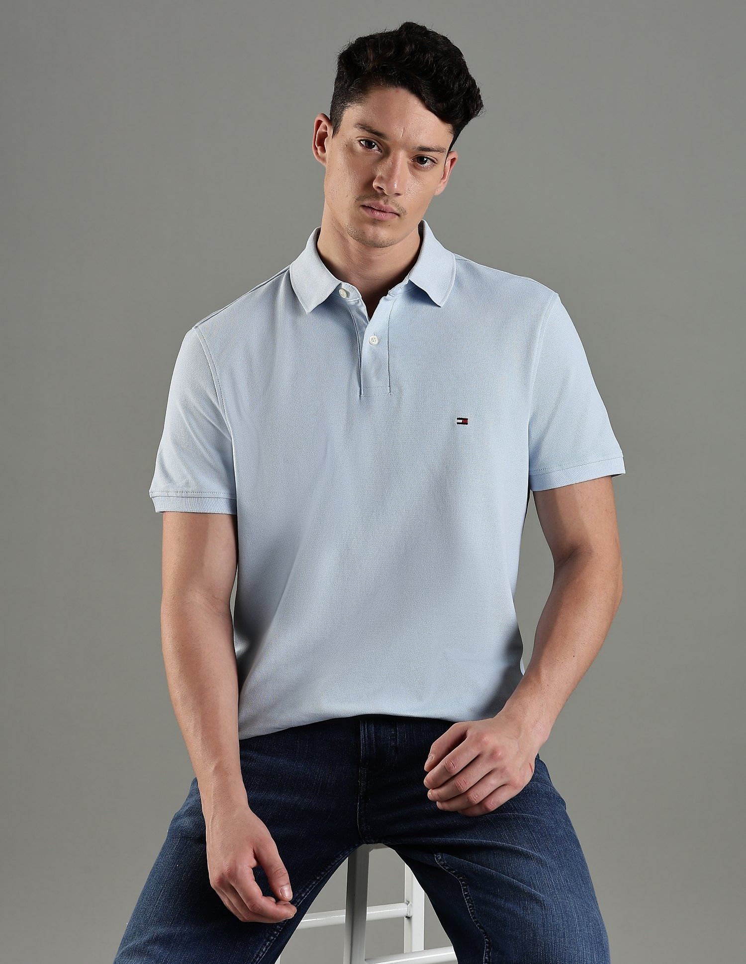 Tommy Hilfiger Solid Regular Fit Cotton Polo T-Shirt