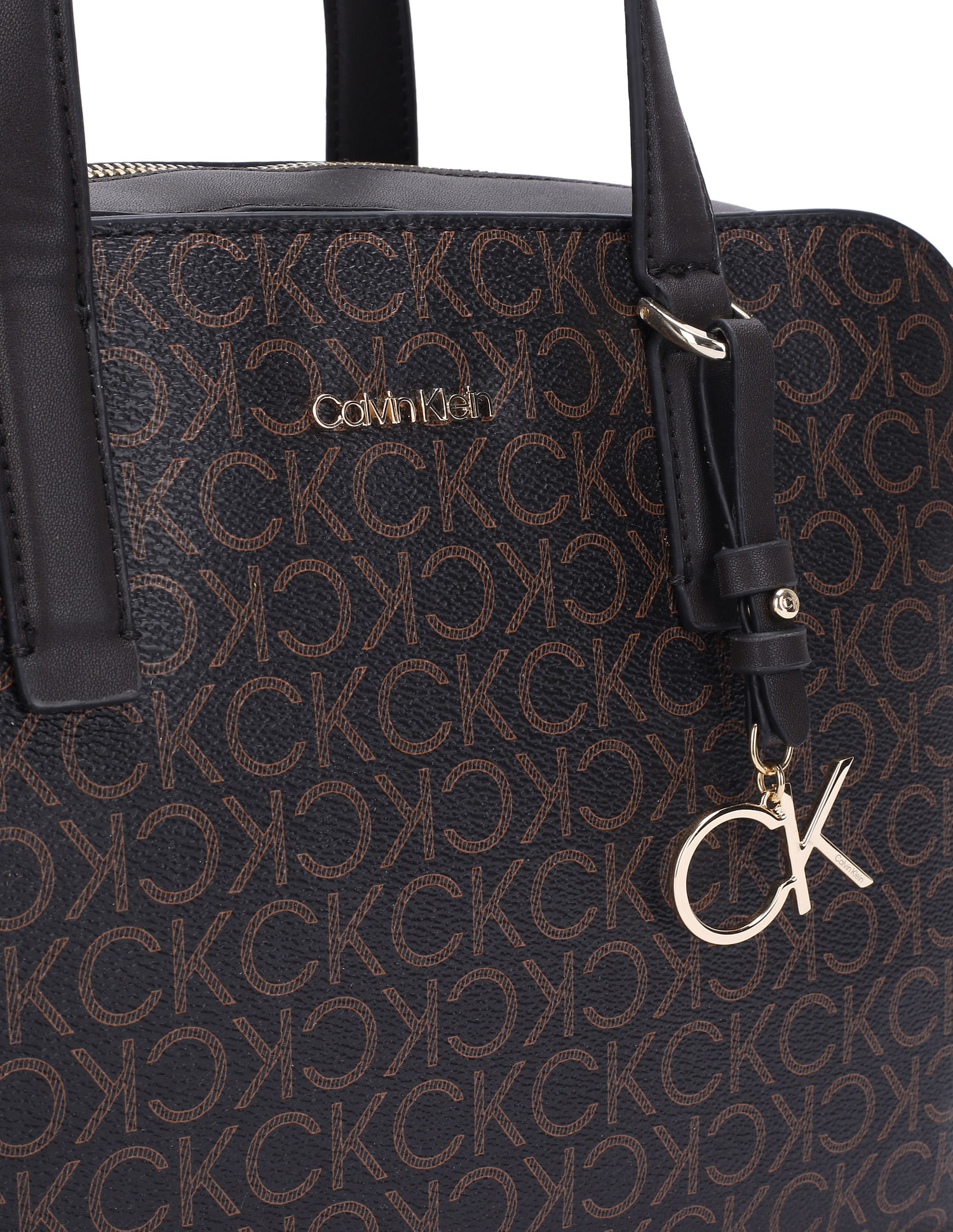 Buy Calvin Klein Women Brown Single Compartment All Over Monogram Tote Bag  