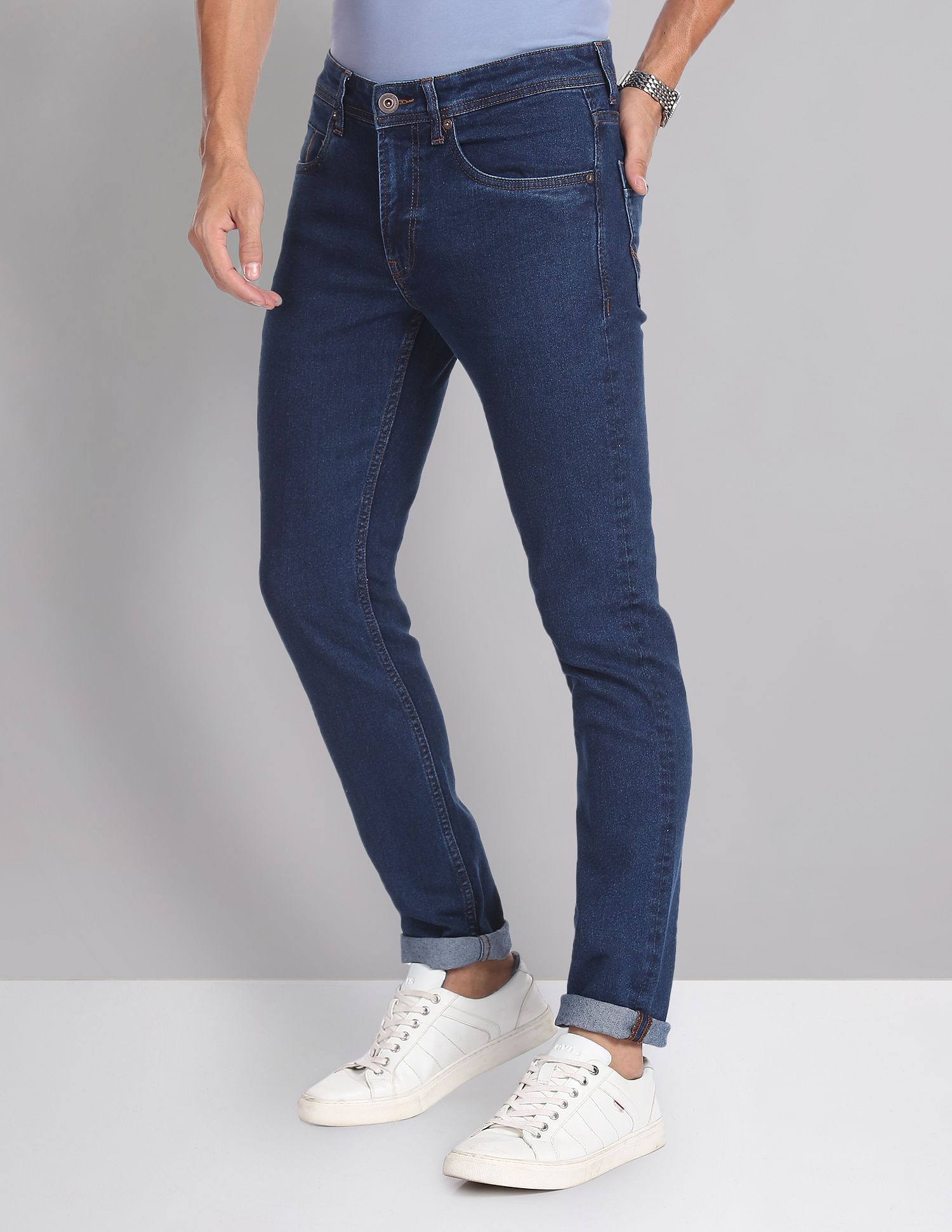 AD by Arvind Skinny Fit Rinsed Jeans
