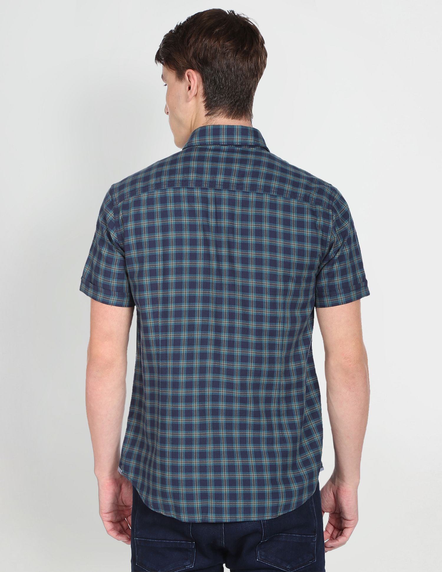 U.S. Polo Assn. Denim Co. Short Sleeve Tartan Cotton Casual Shirt