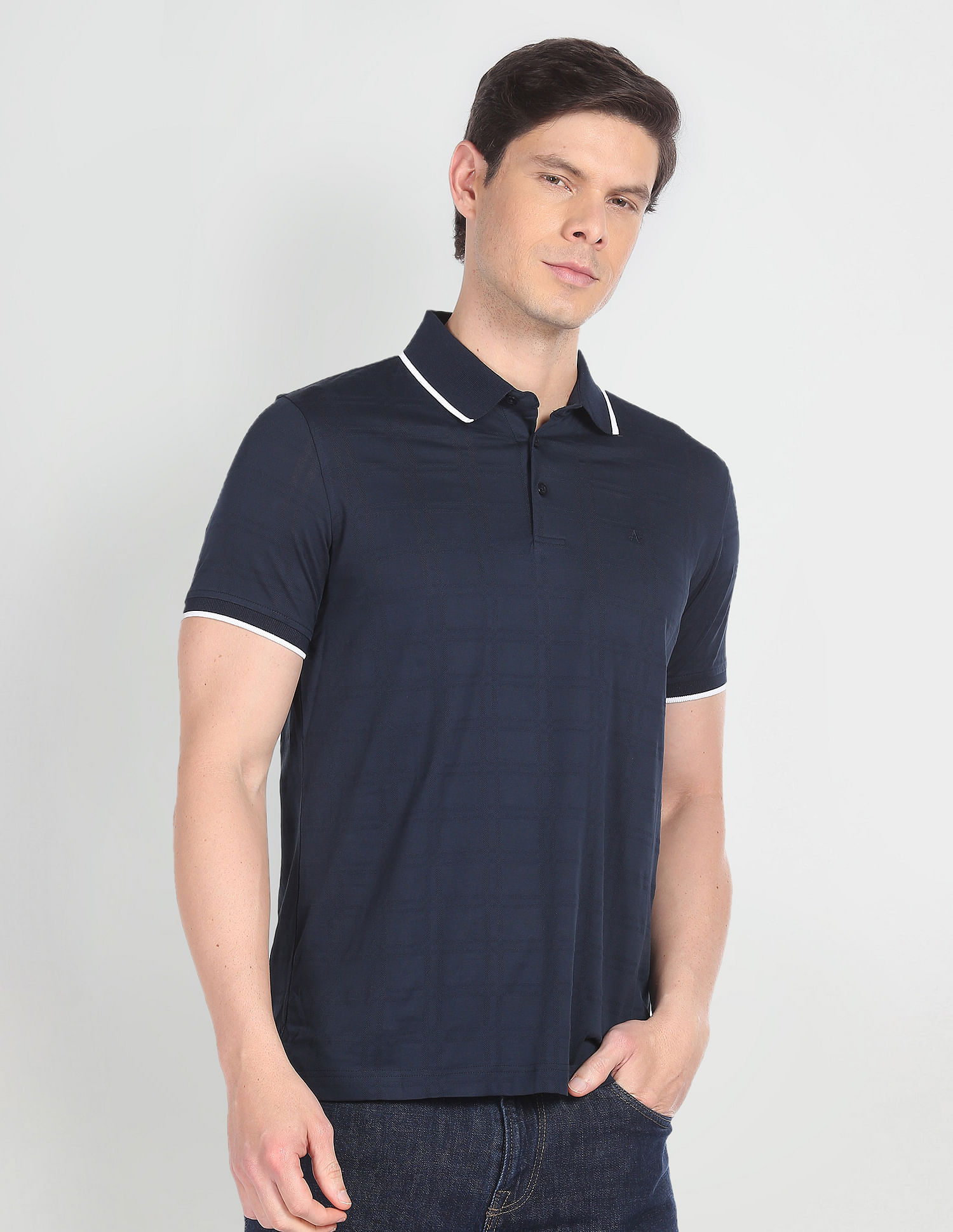 Arrow Cotton Windowpane Check Polo Shirt