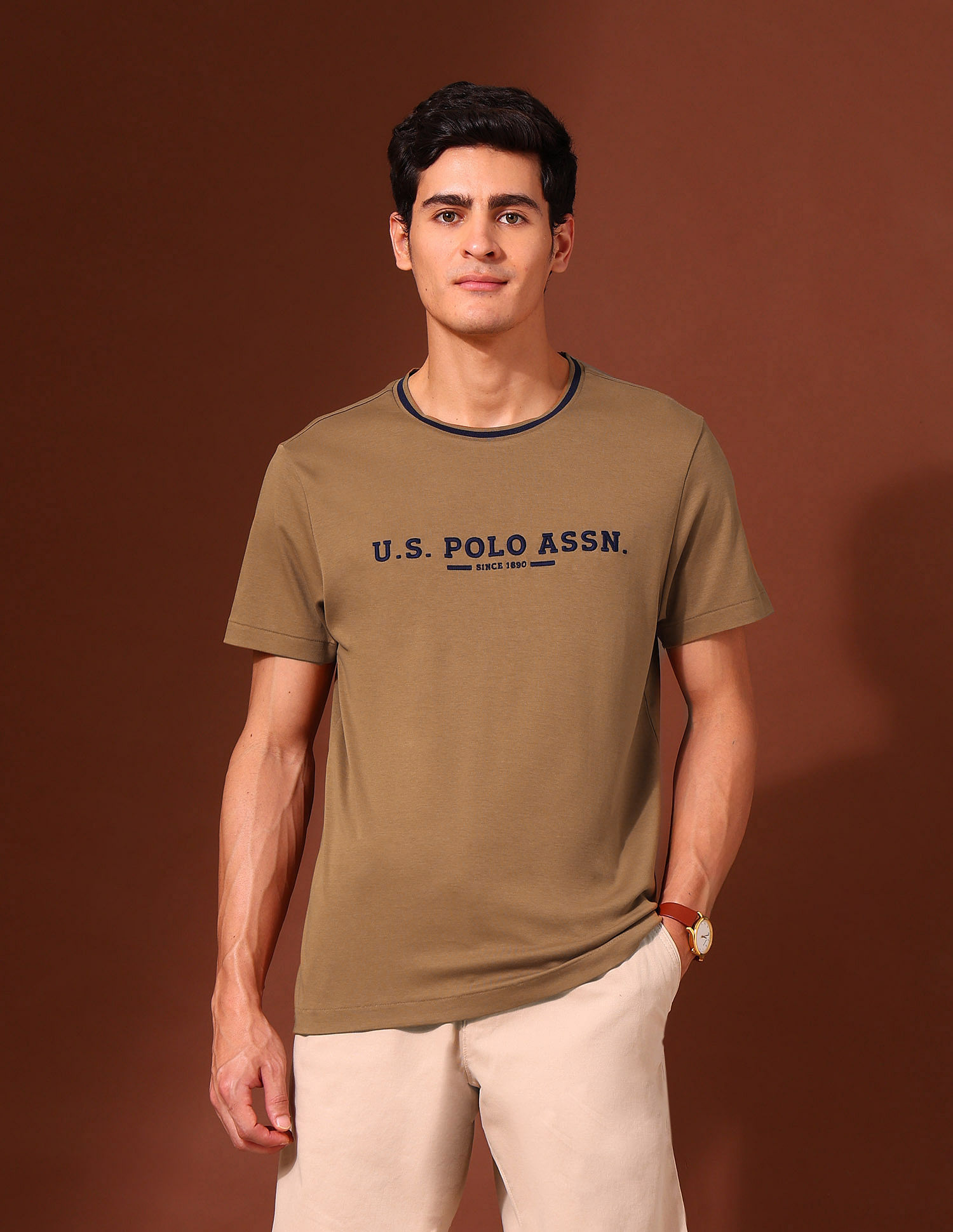 U.S. Polo Assn. Brand Embroidered Pure Cotton Classic T-Shirt