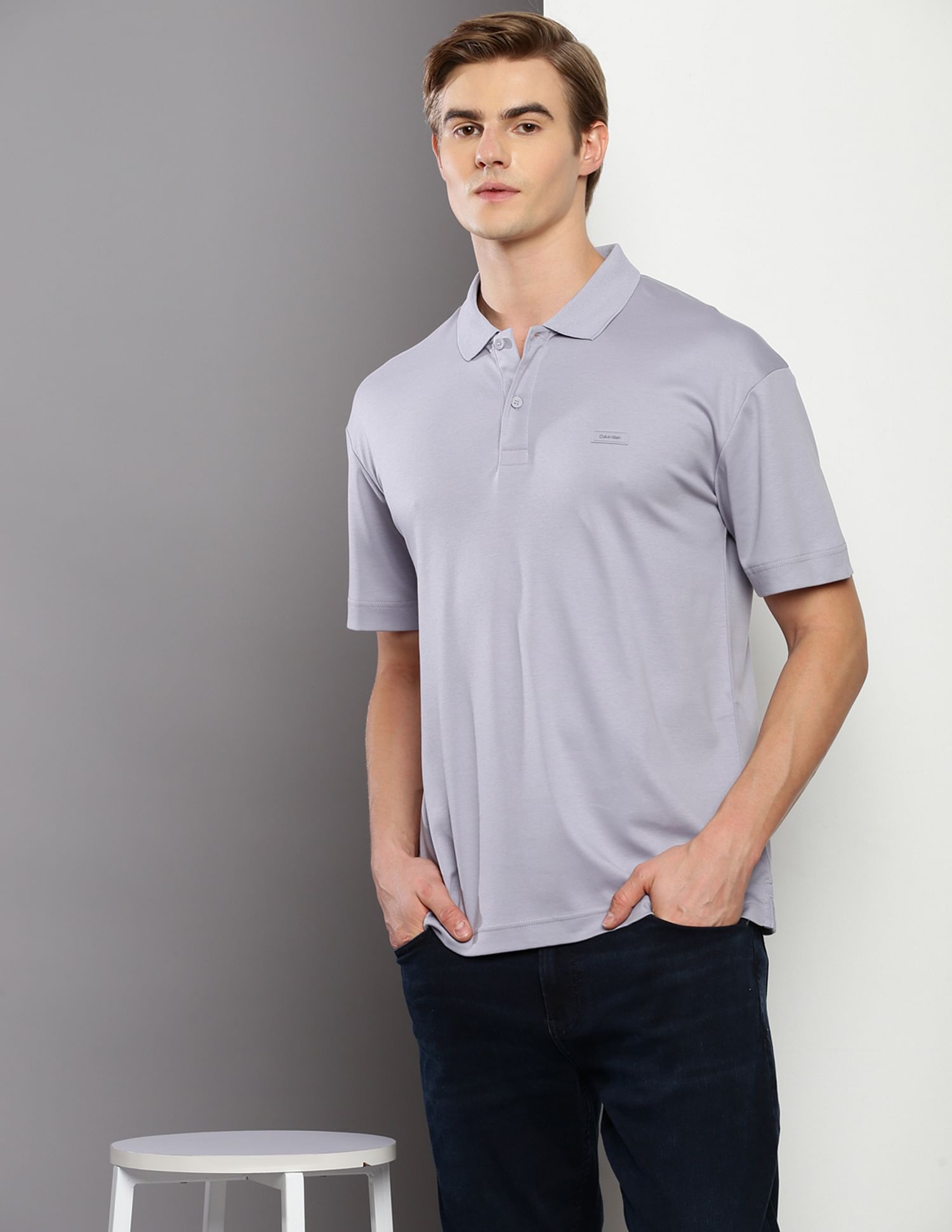 Buy Calvin Klein Cotton Logo Badge Polo Shirt NNNOW