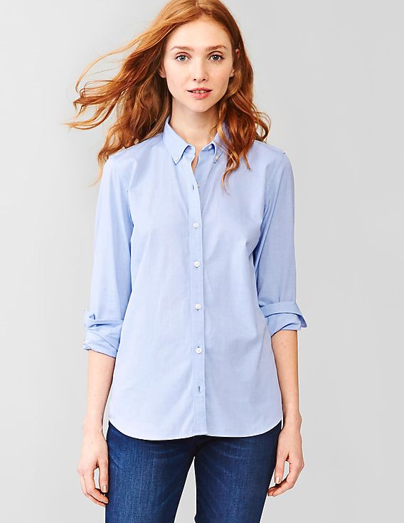 Buy GAP Women Women Blue Fitted Boyfriend Oxford Shirt