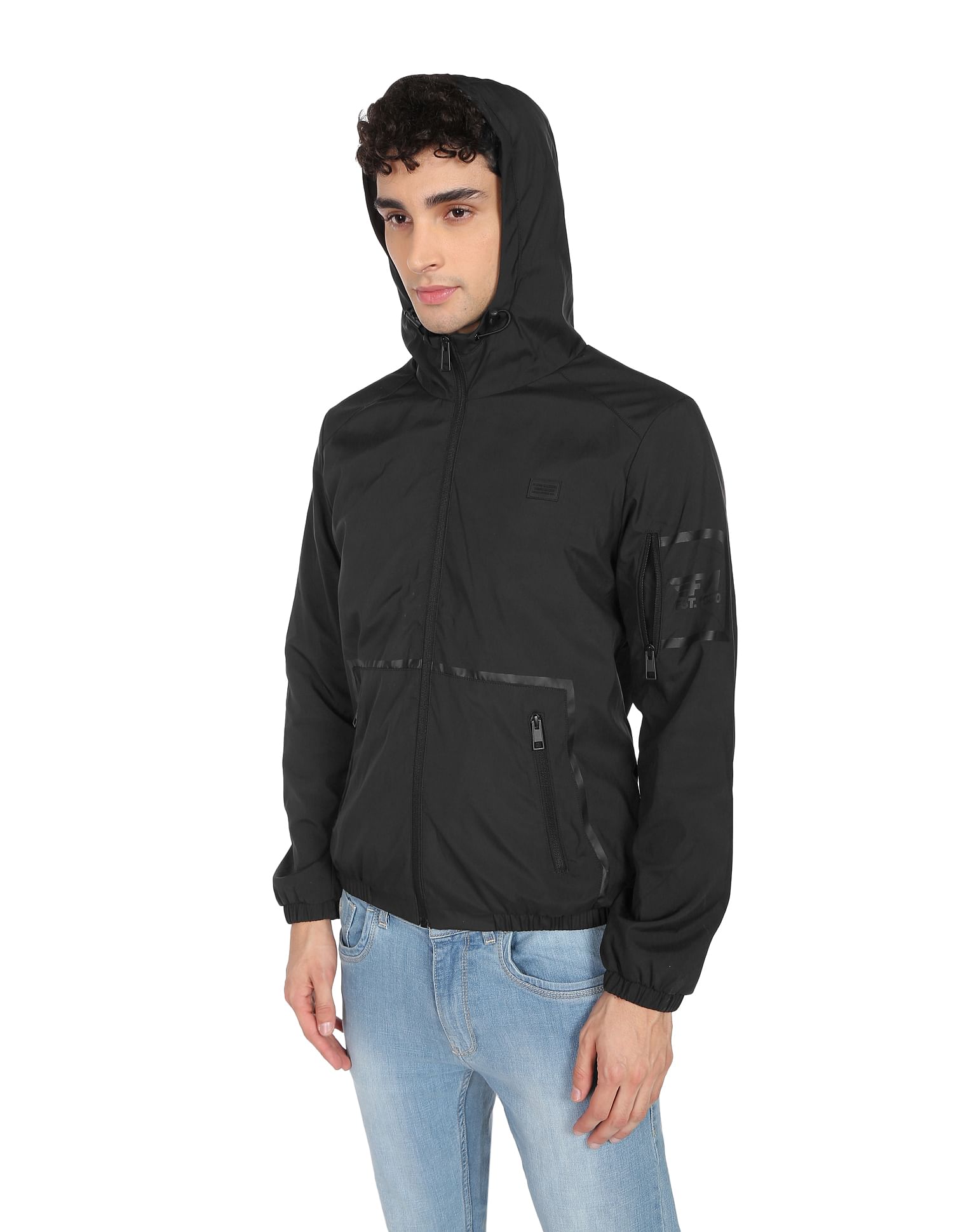 Buy Flying Machine Solid Hooded Jacket NNNOW